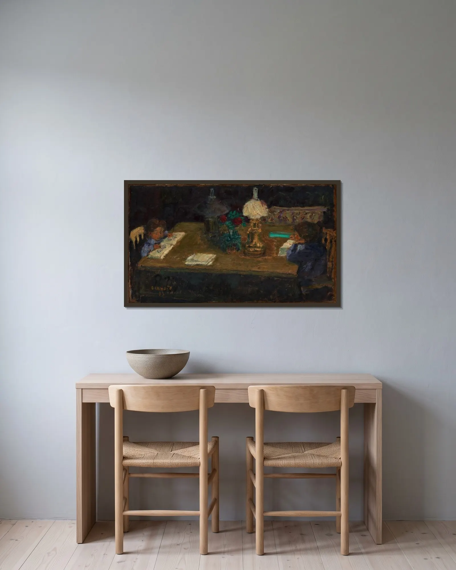 Interior; The Terrasse Children av Pierre Bonnard inramad på en vägg