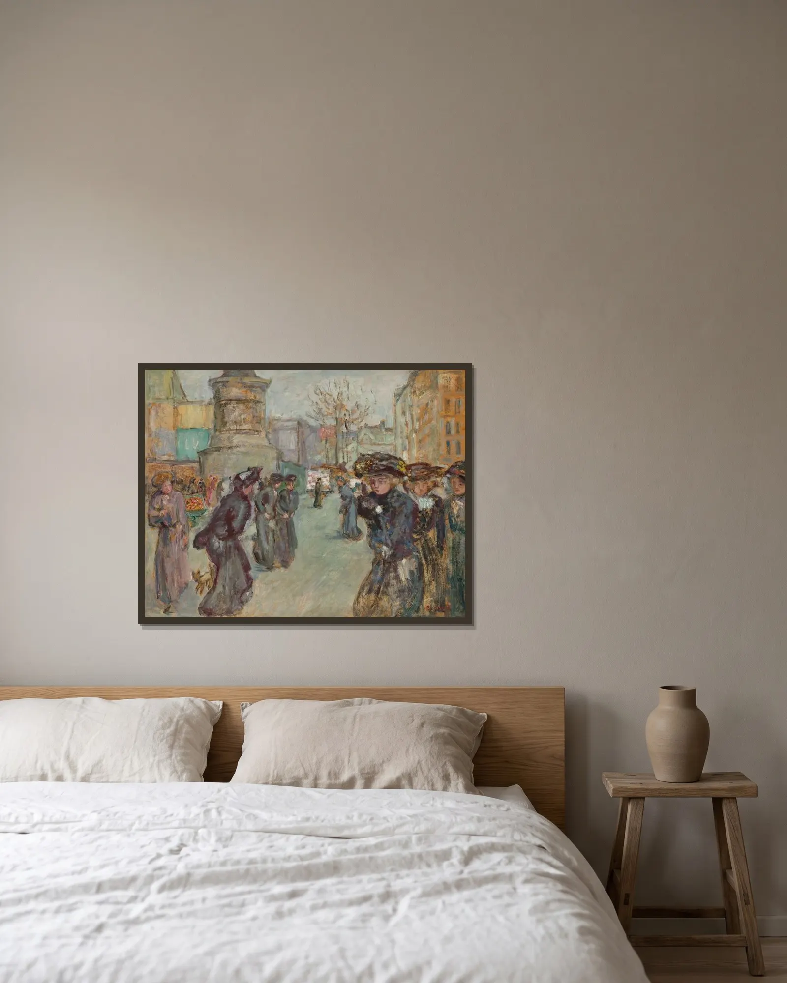 La Place Clichy av Pierre Bonnard inramad på en vägg