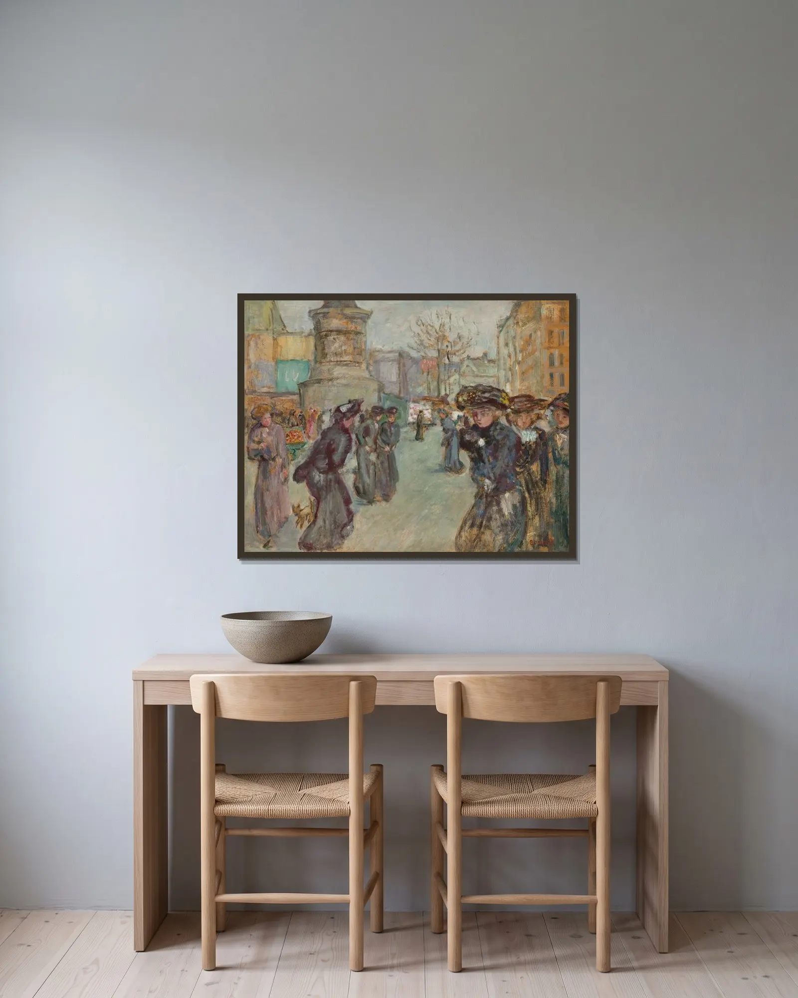 La Place Clichy av Pierre Bonnard inramad på en vägg