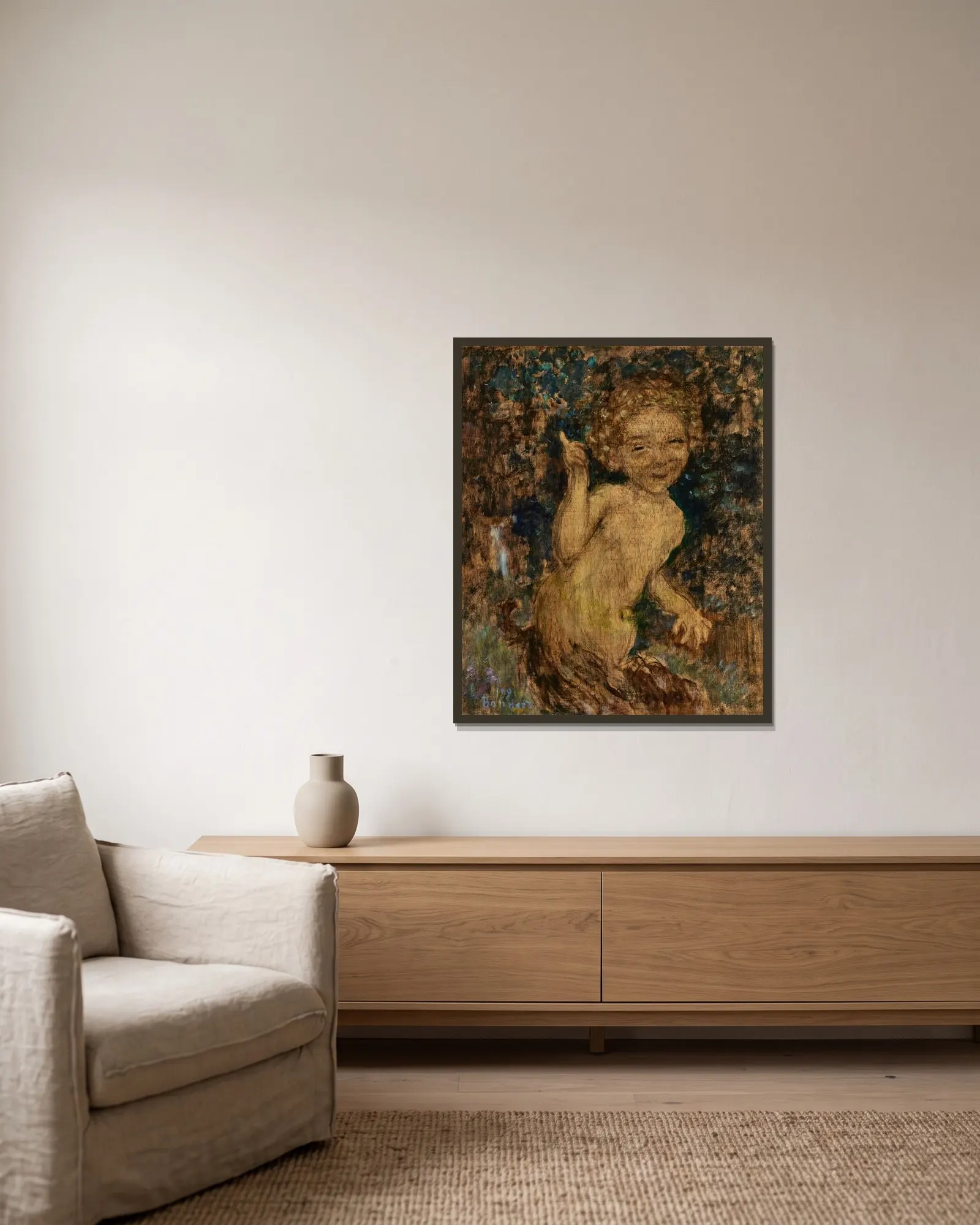 Le Faune av Pierre Bonnard inramad på en vägg