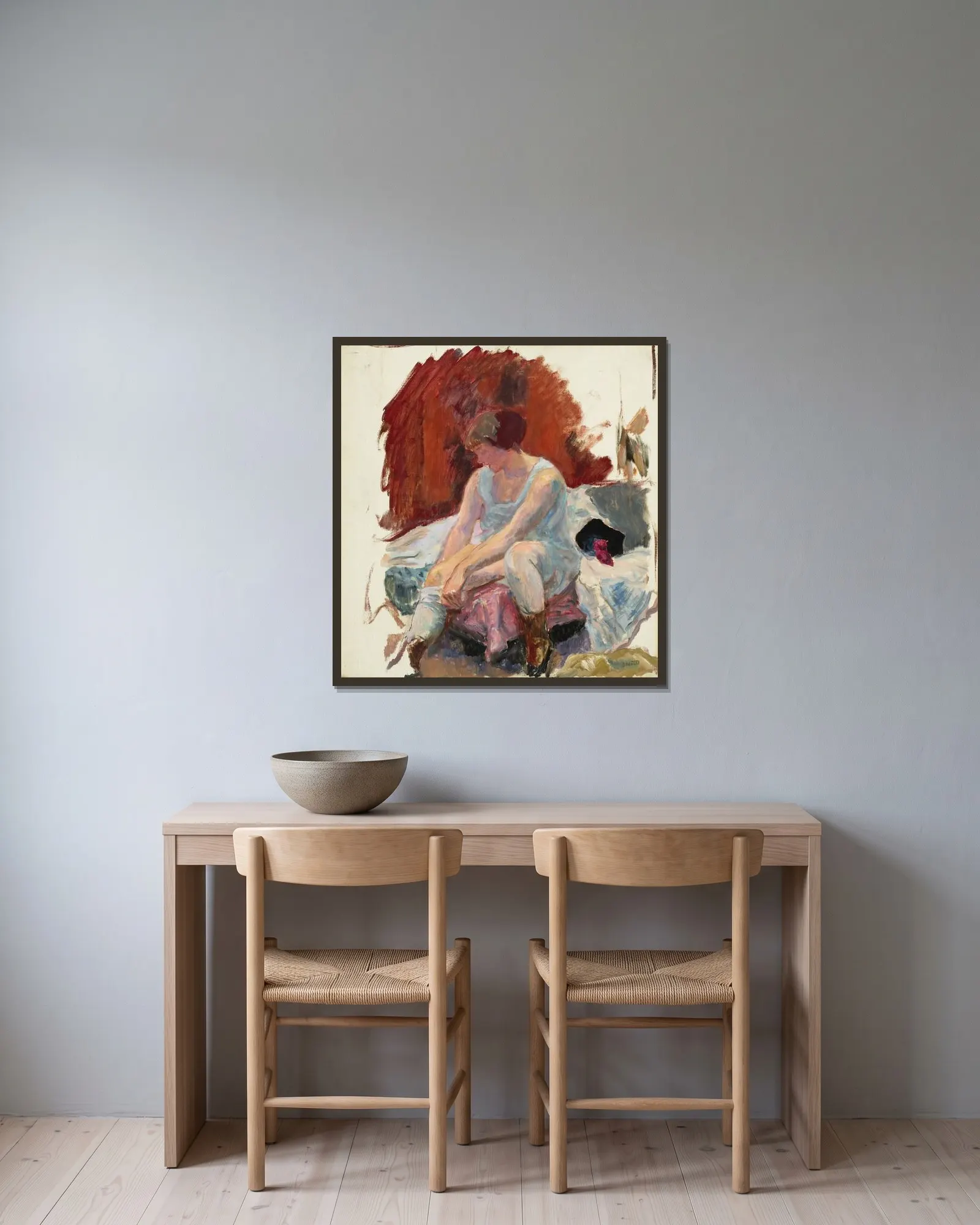 Le lever, les bas av Pierre Bonnard inramad på en vägg