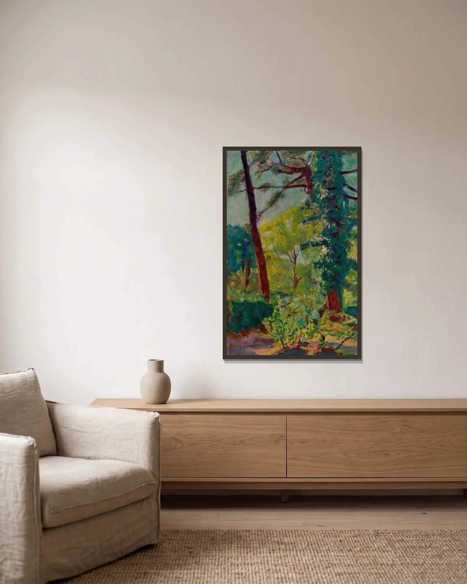 Le Parc av Pierre Bonnard inramad på en vägg