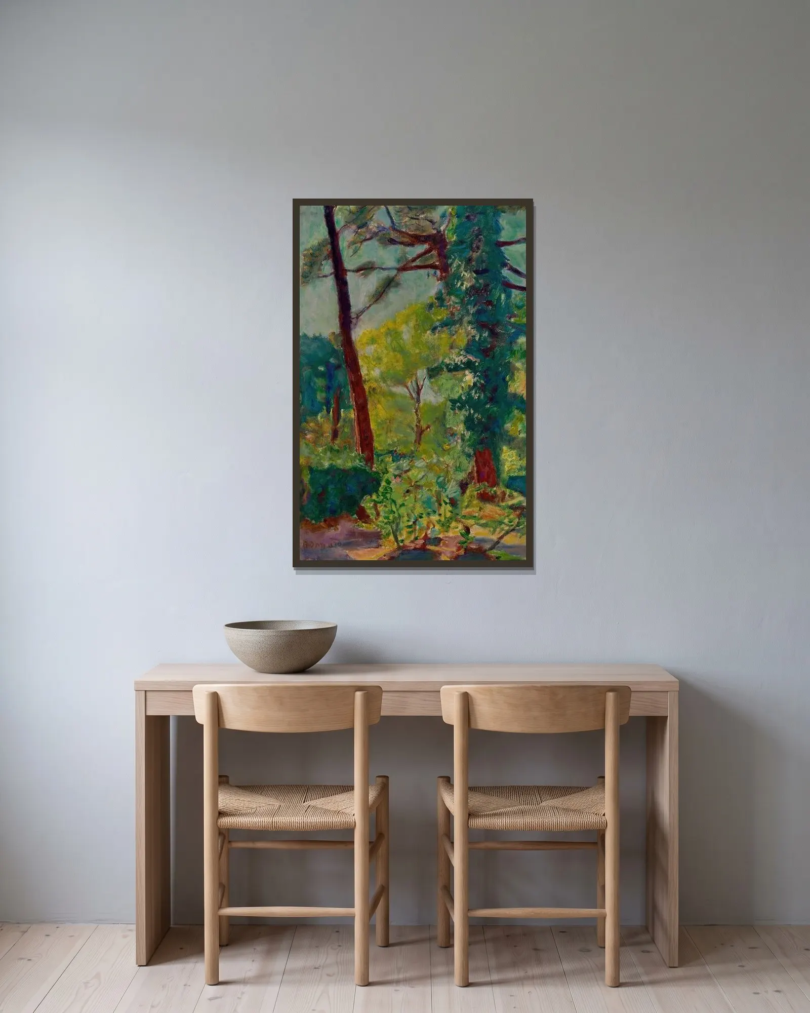 Le Parc av Pierre Bonnard inramad på en vägg