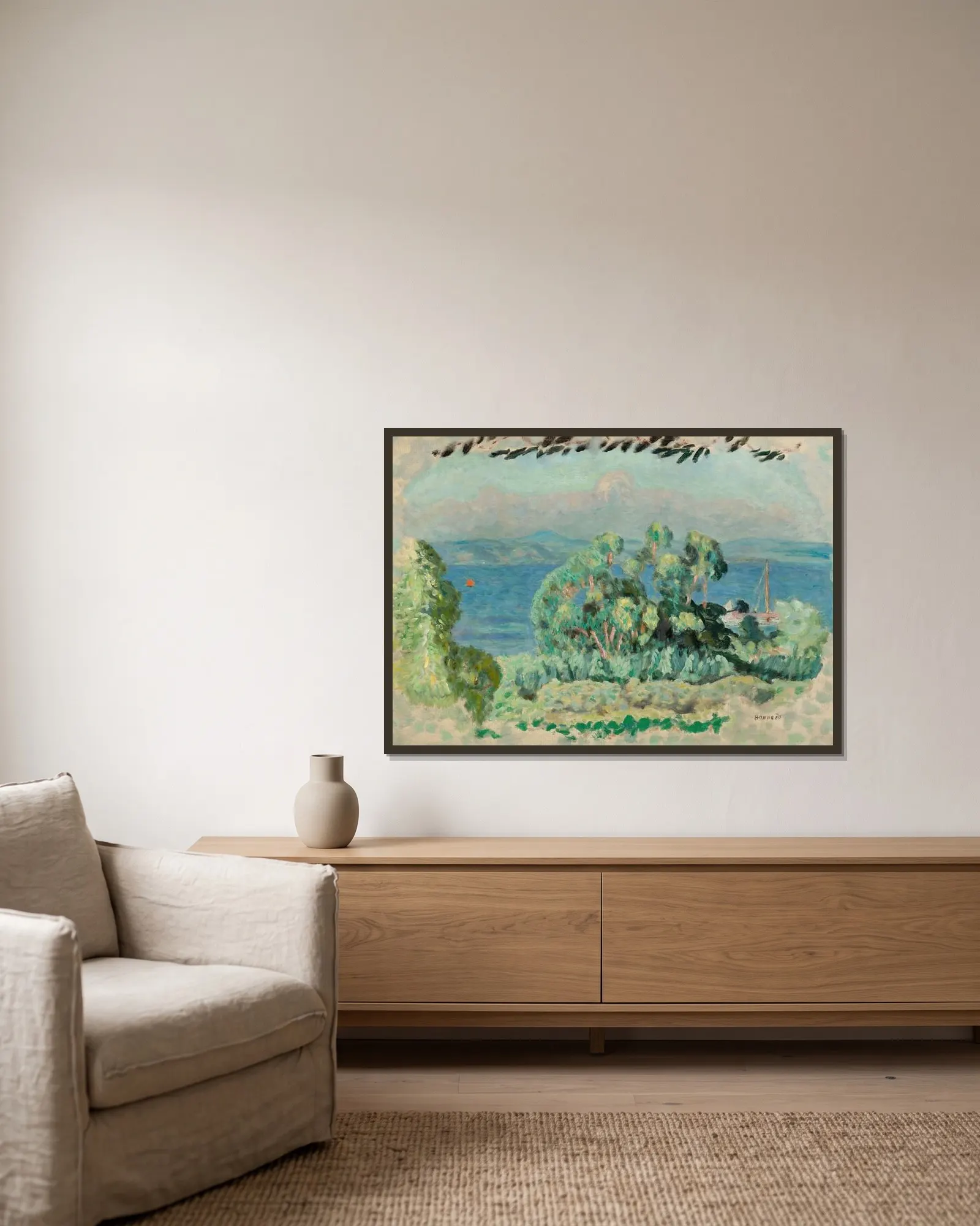 Les eucalyptus av Pierre Bonnard inramad på en vägg