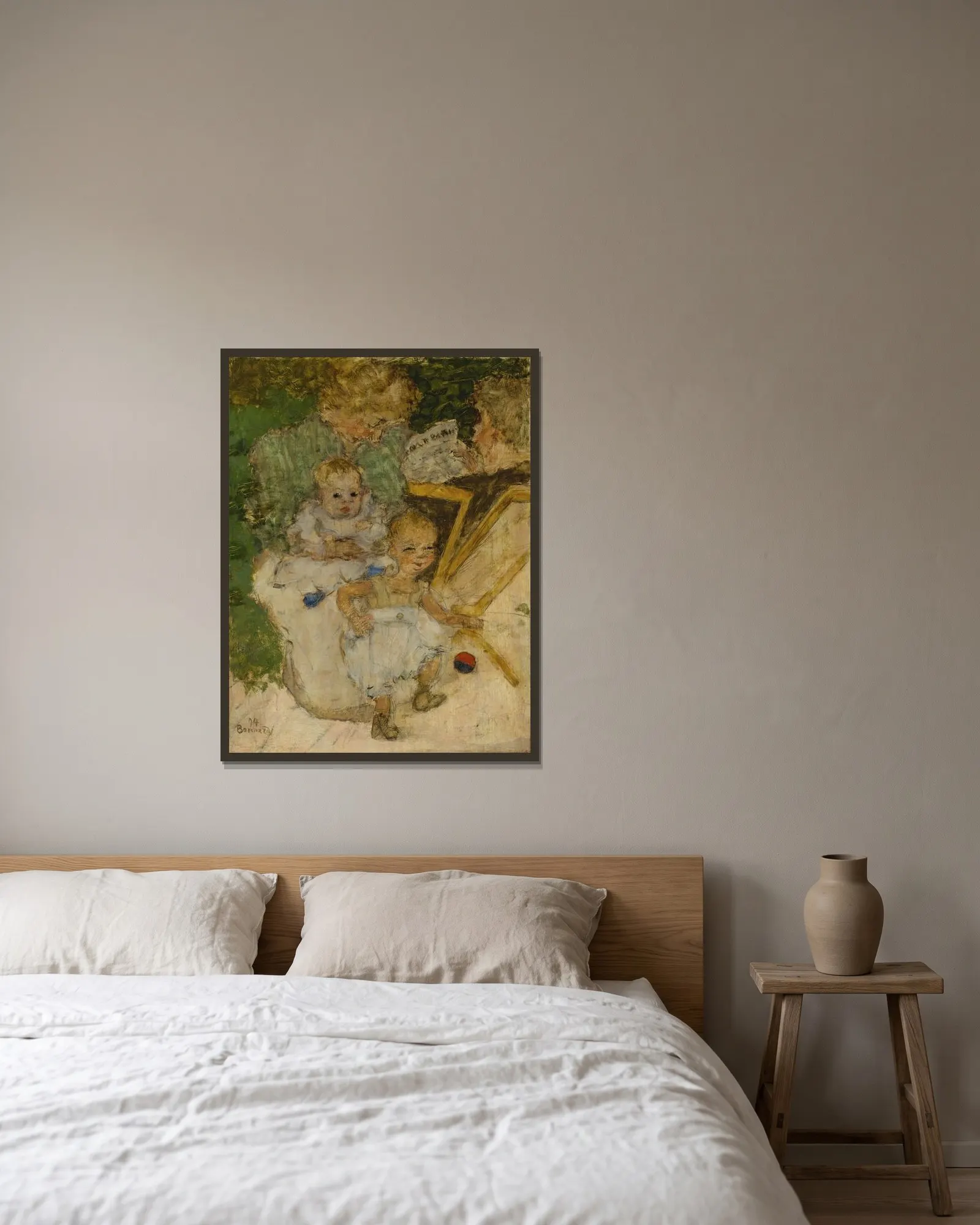 Les Mamans (La Famille Cottet) av Pierre Bonnard inramad på en vägg