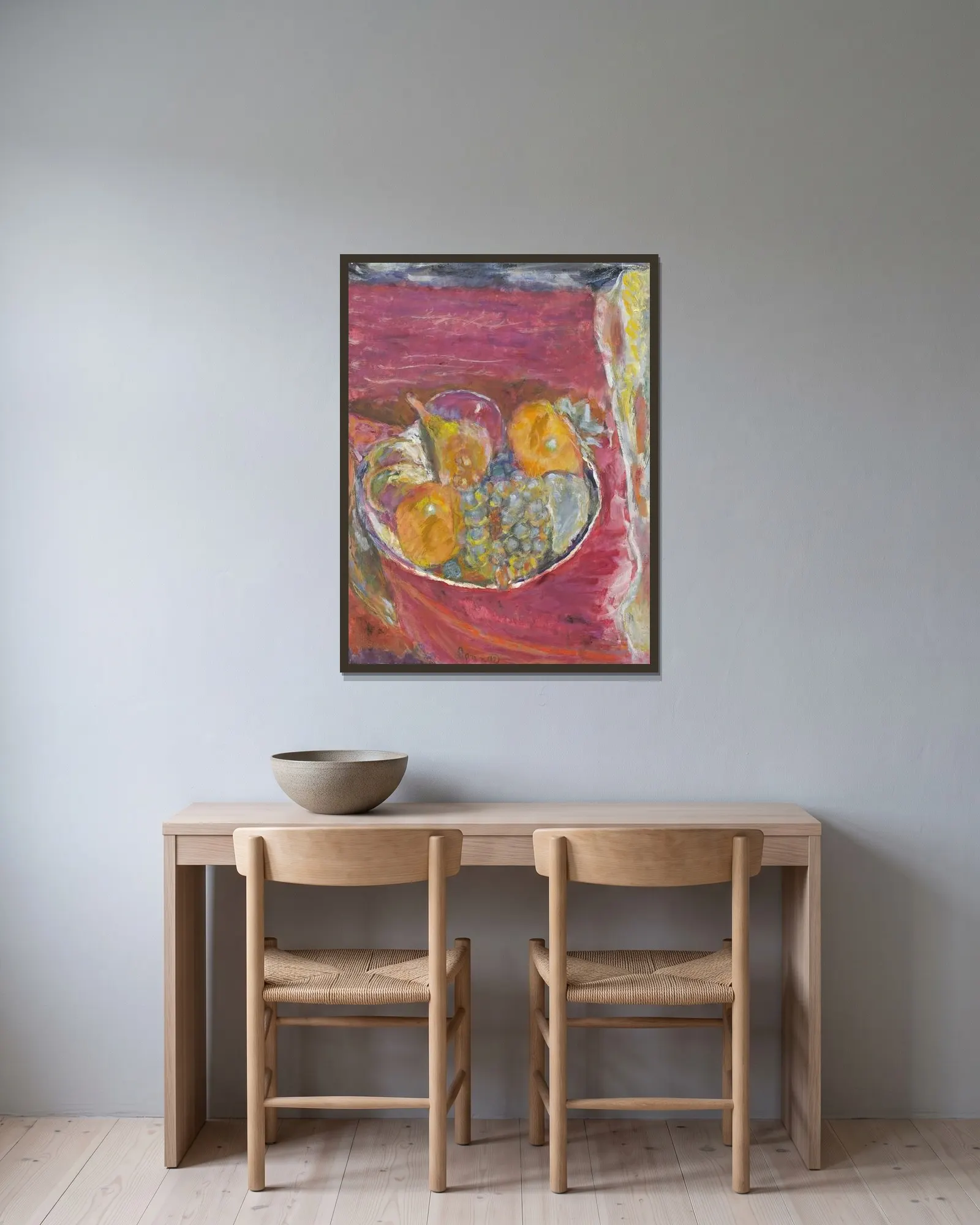 Les Raisins av Pierre Bonnard inramad på en vägg