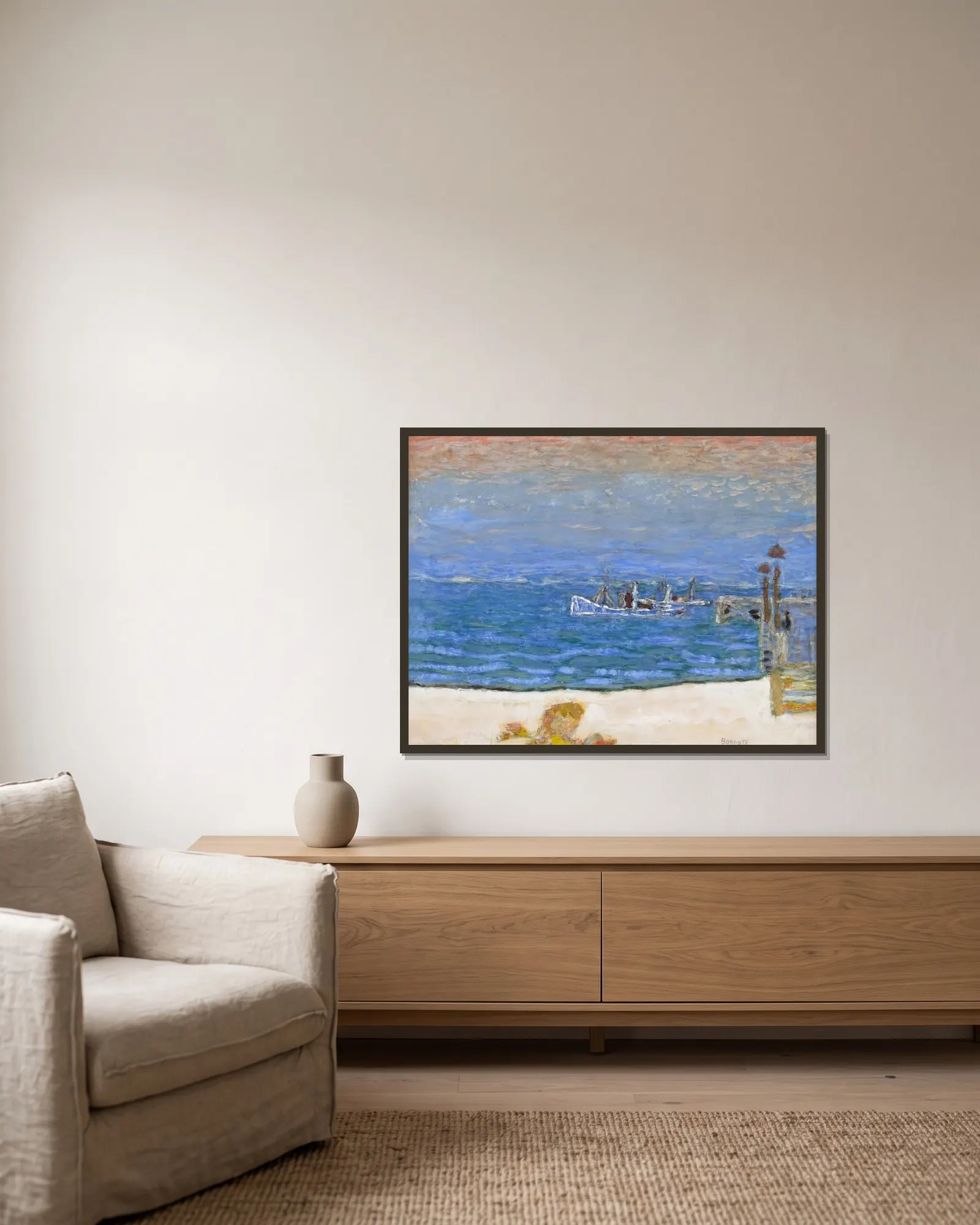 Méditerranée av Pierre Bonnard inramad på en vägg