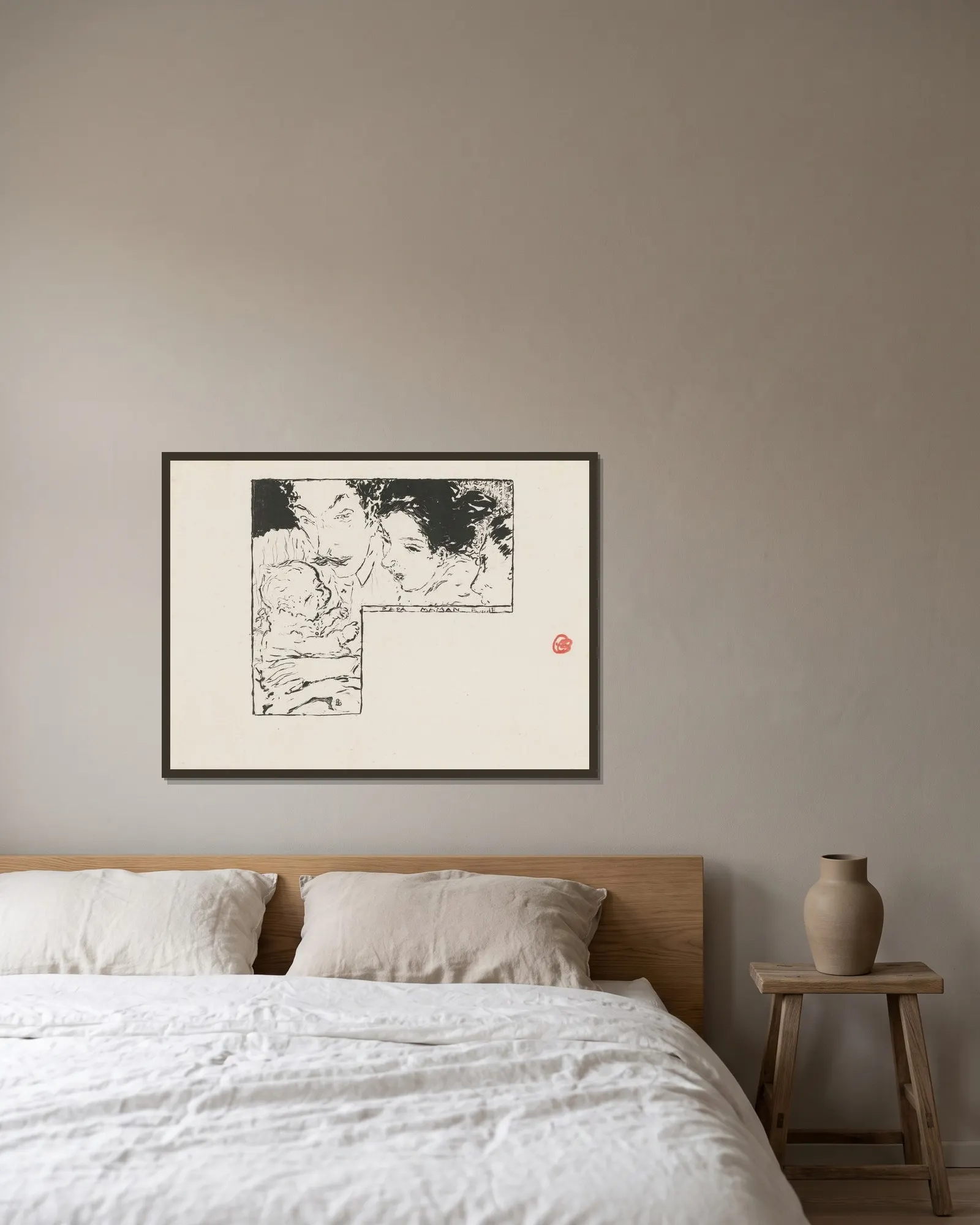 Papa, maman av Pierre Bonnard inramad på en vägg