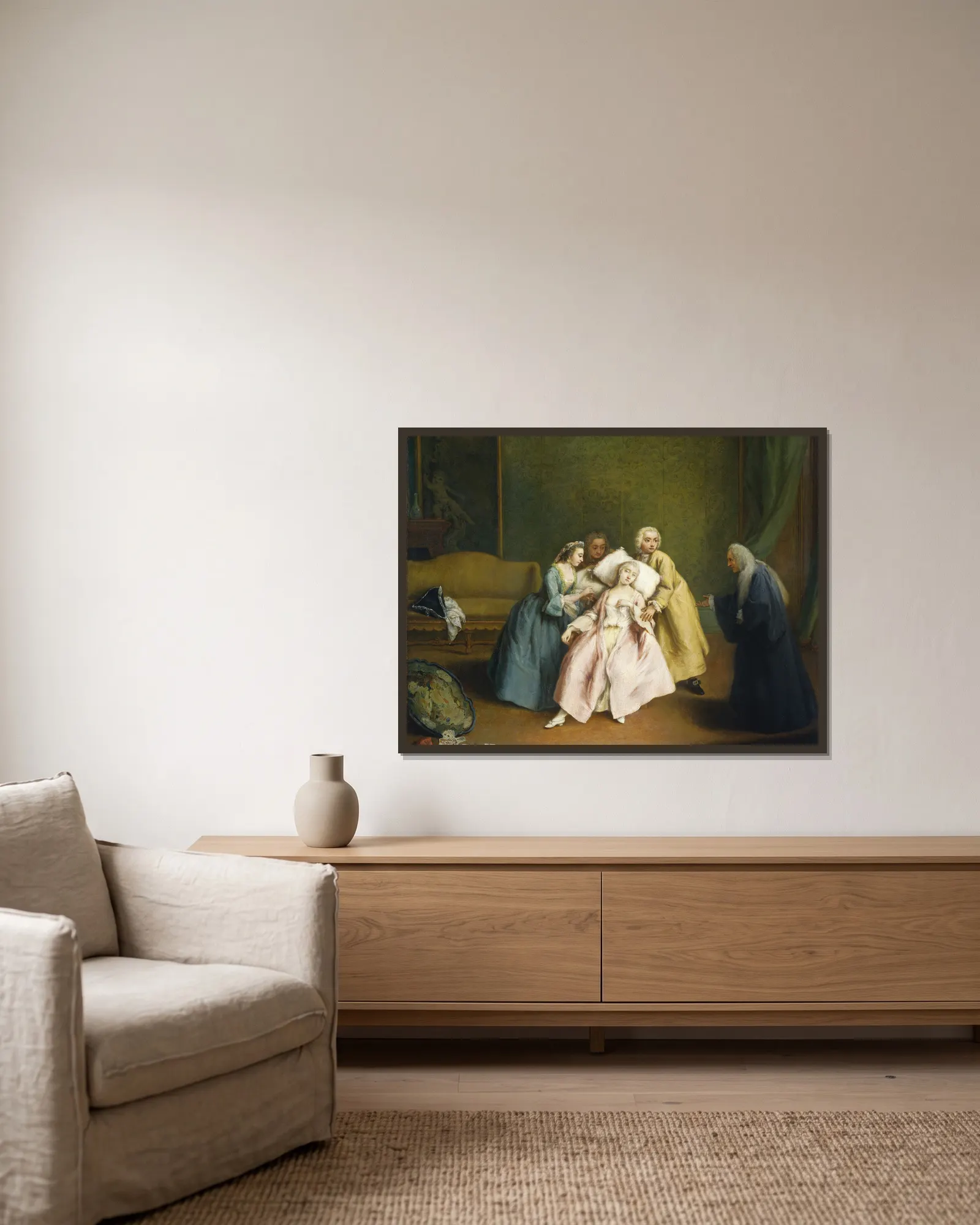 The Faint av Pietro Longhi inramad på en vägg