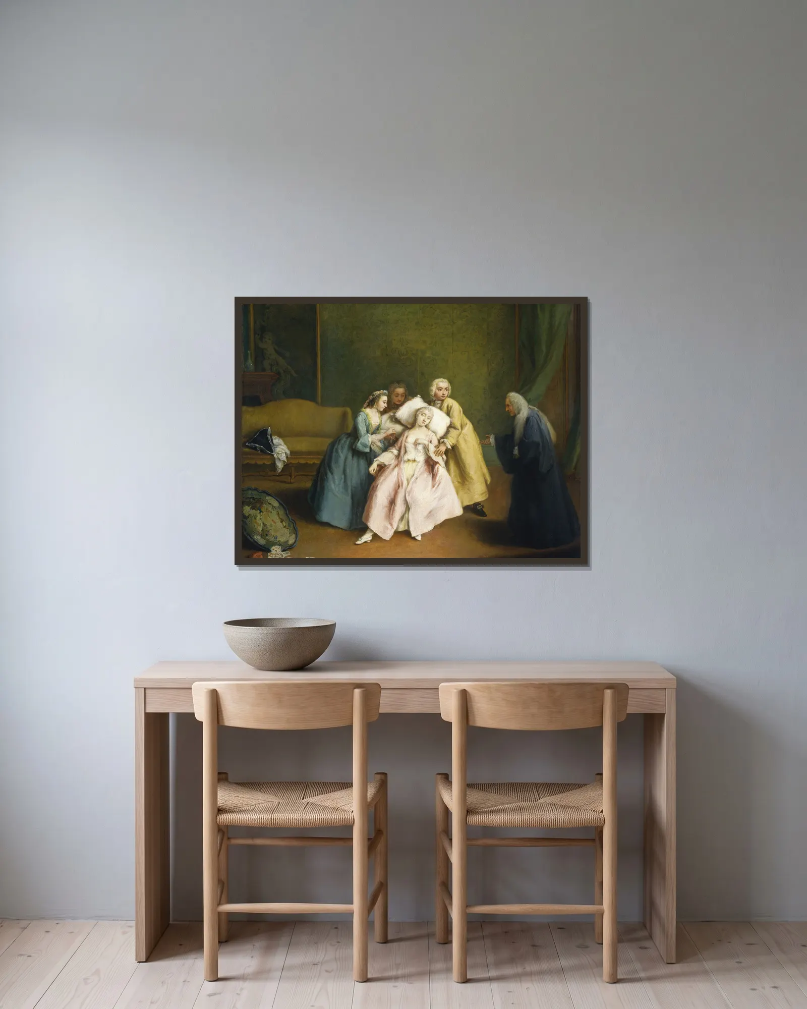 The Faint av Pietro Longhi inramad på en vägg