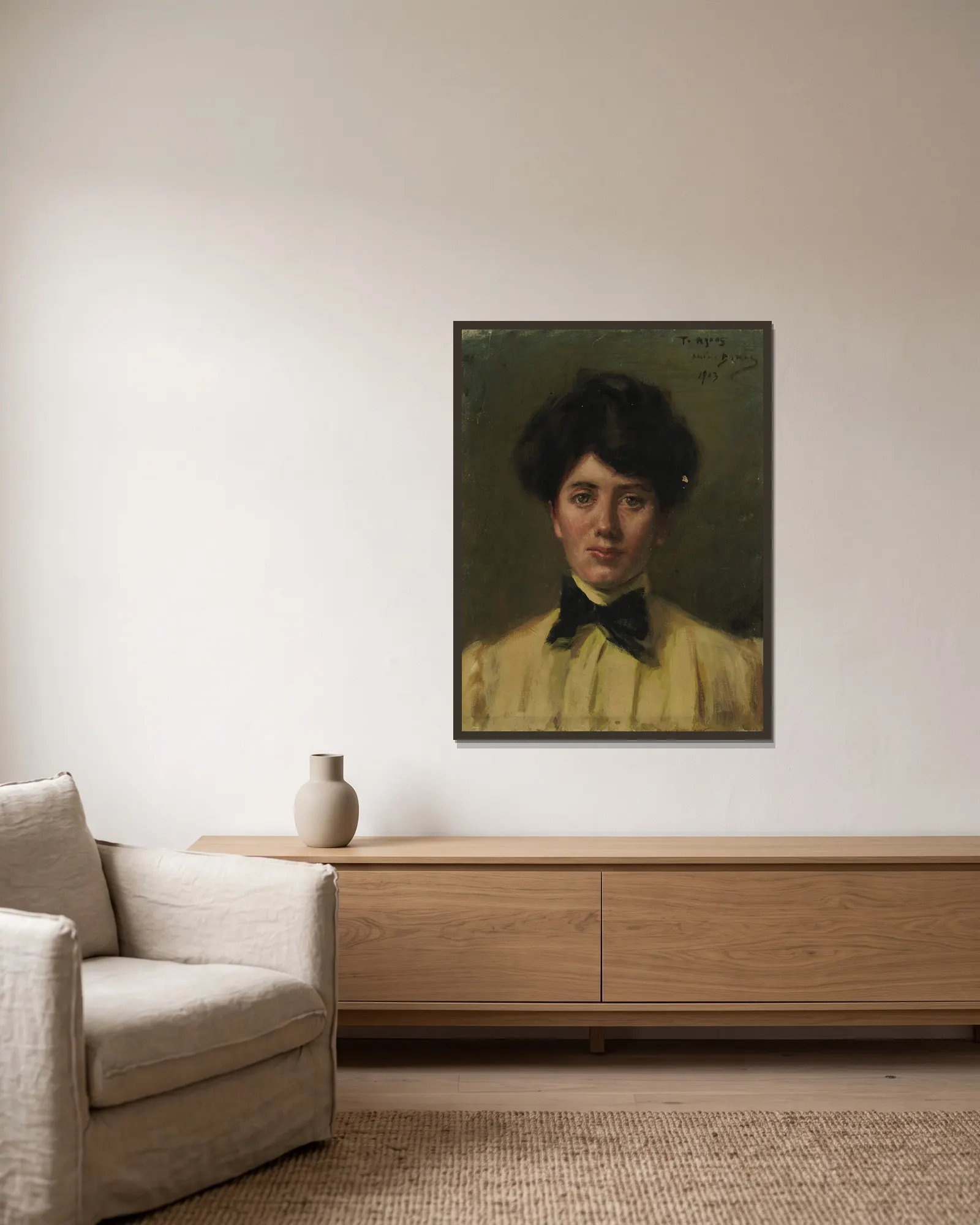 Agnes av Alice Pike Barney inramad på en vägg