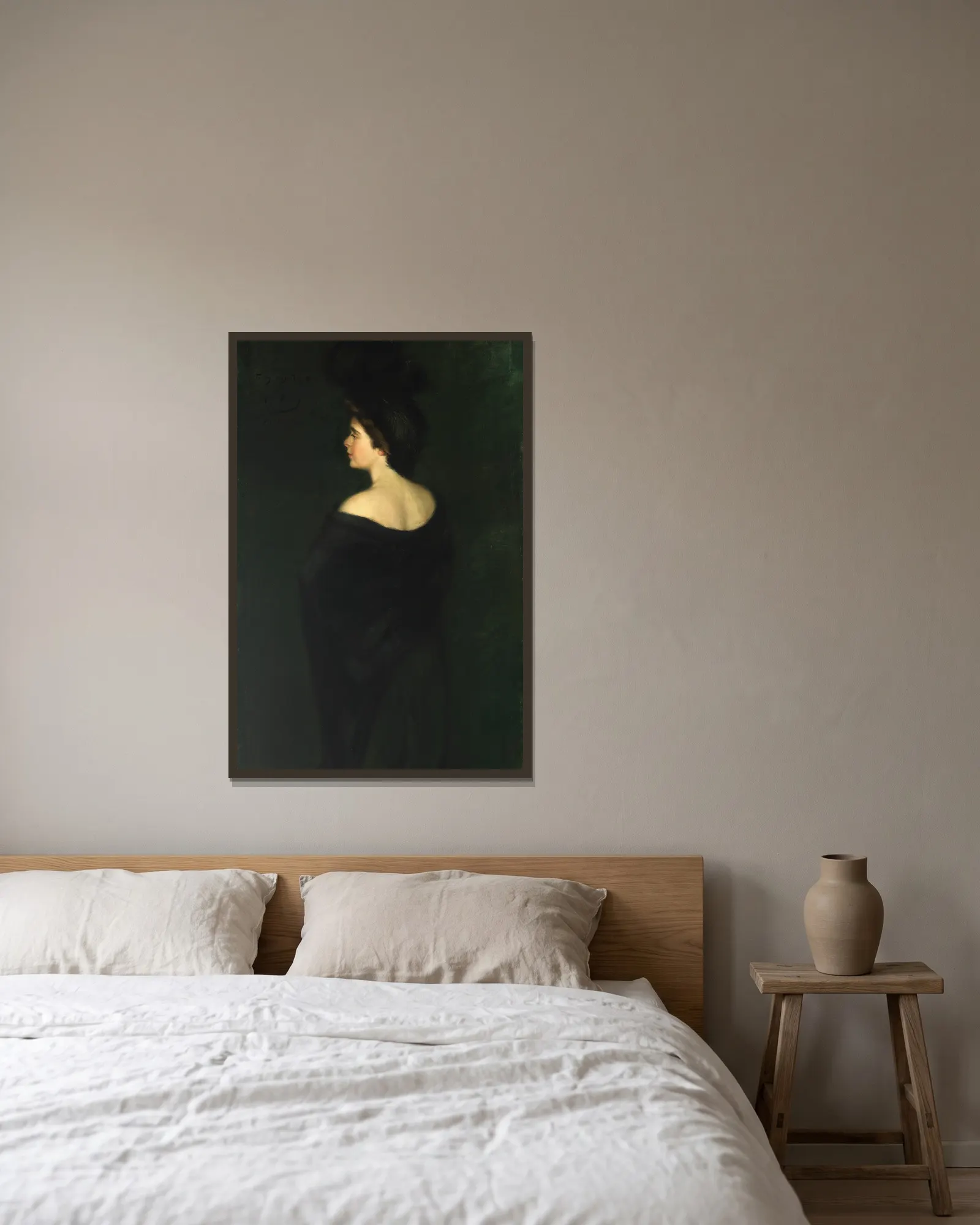 Laura in Blacks av Alice Pike Barney inramad på en vägg