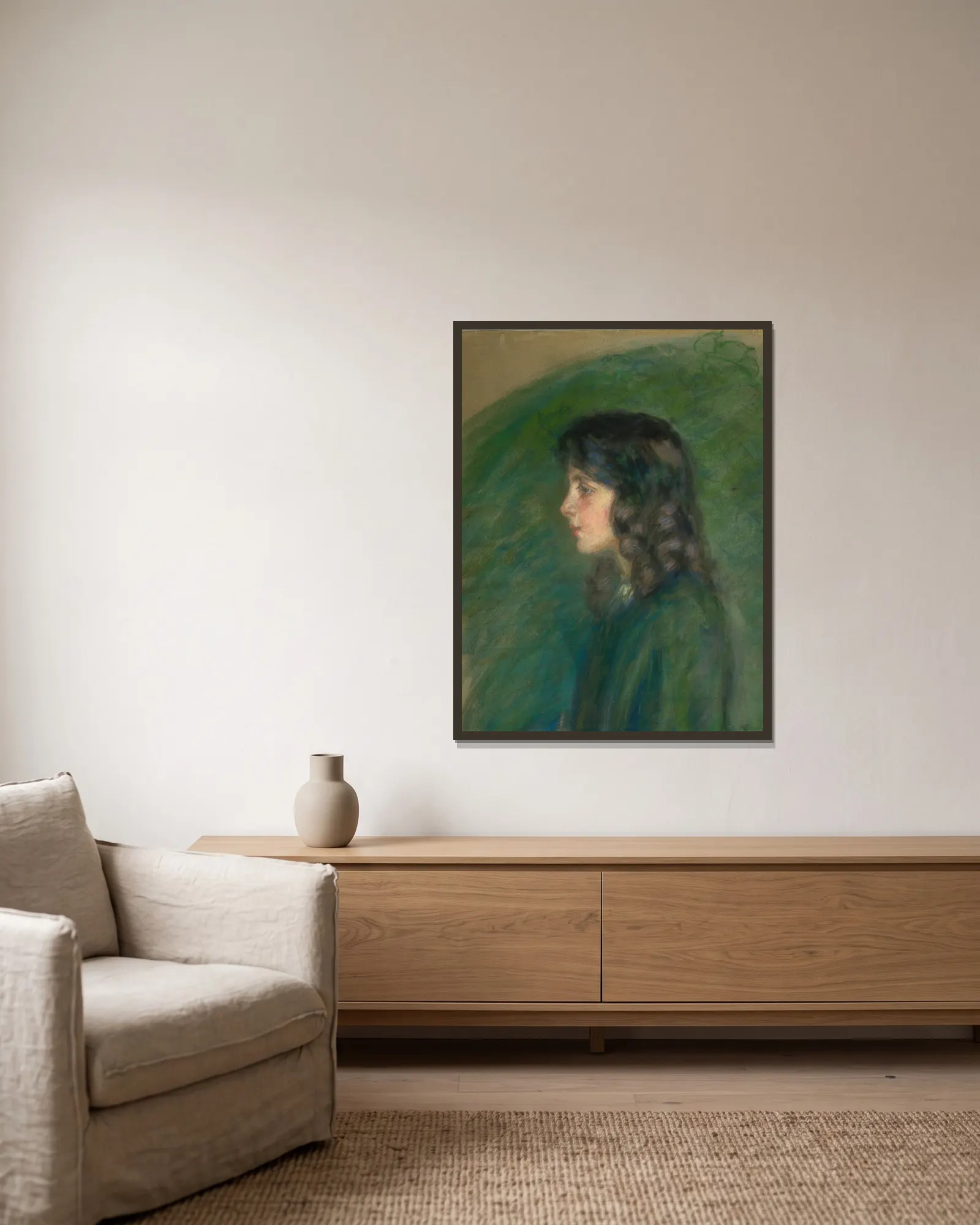 Lucy av Alice Pike Barney inramad på en vägg
