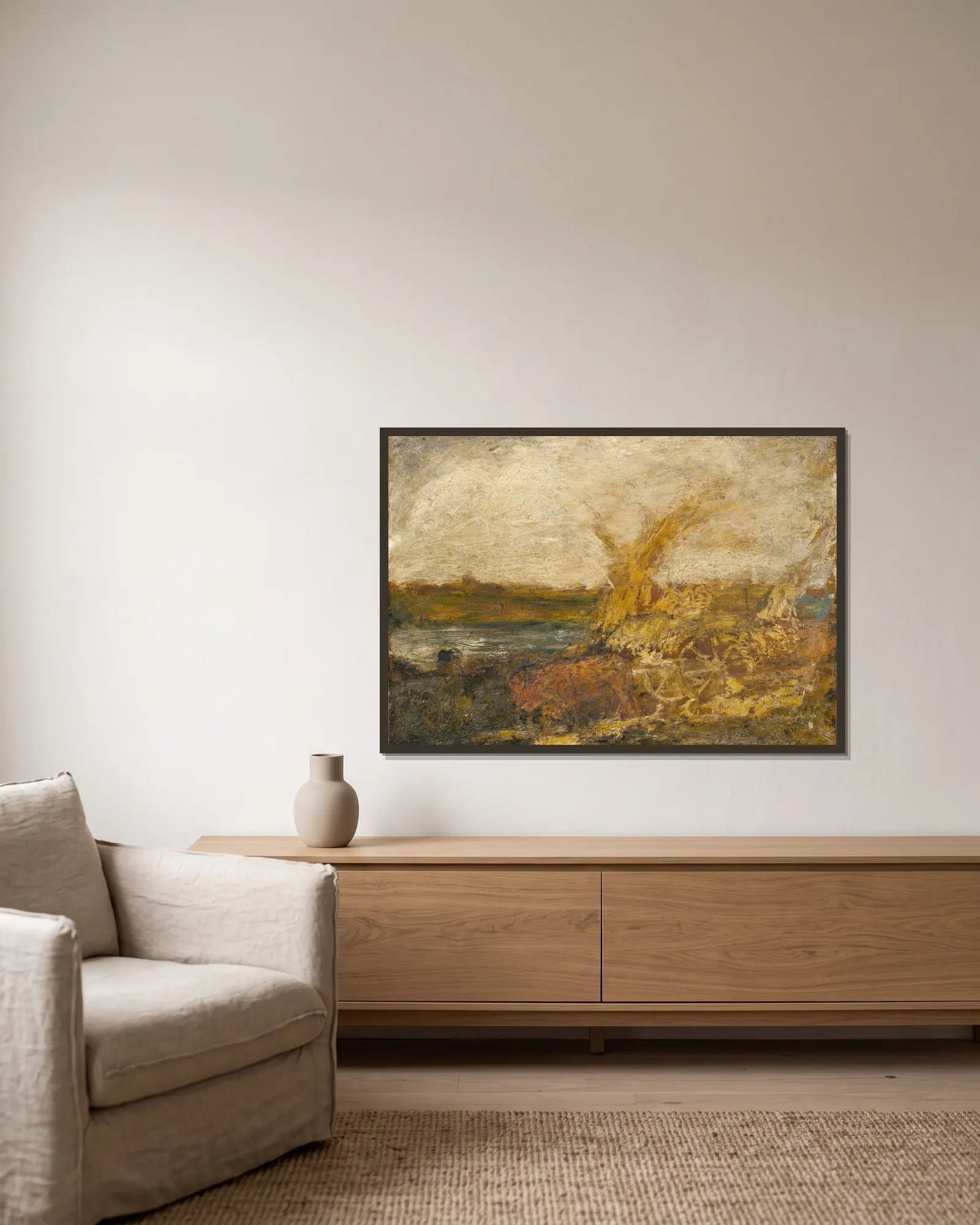 Harvest av Albert Pinkham Ryder inramad på en vägg