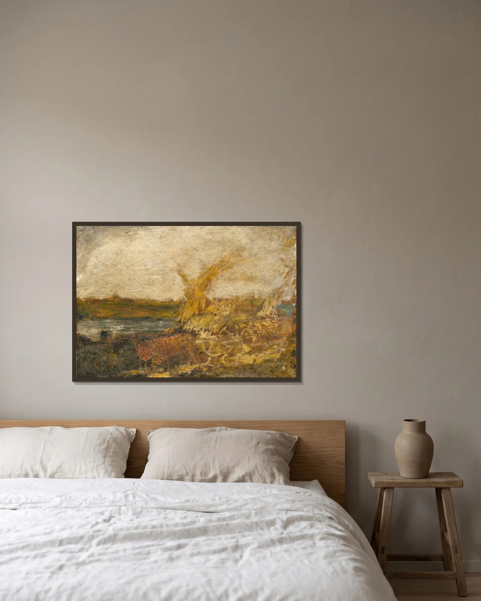 Harvest av Albert Pinkham Ryder inramad på en vägg