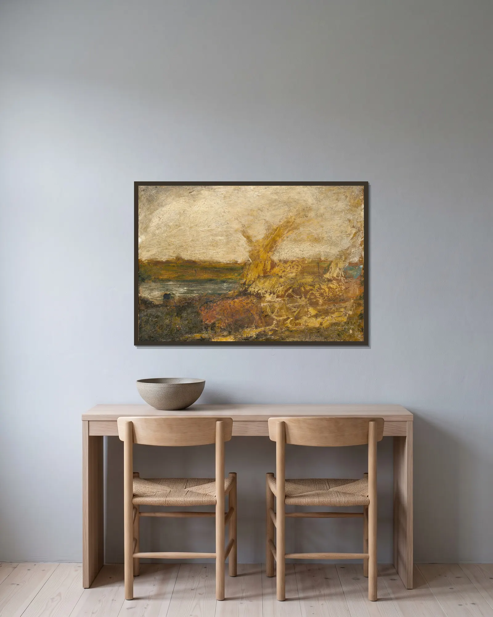 Harvest av Albert Pinkham Ryder inramad på en vägg
