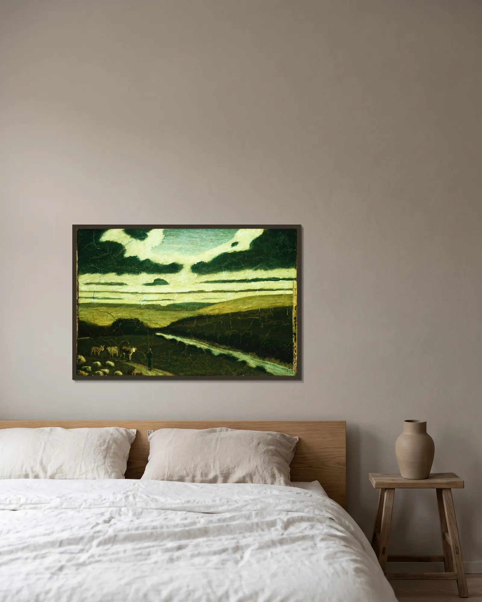 Landscape av Albert Pinkham Ryder inramad på en vägg