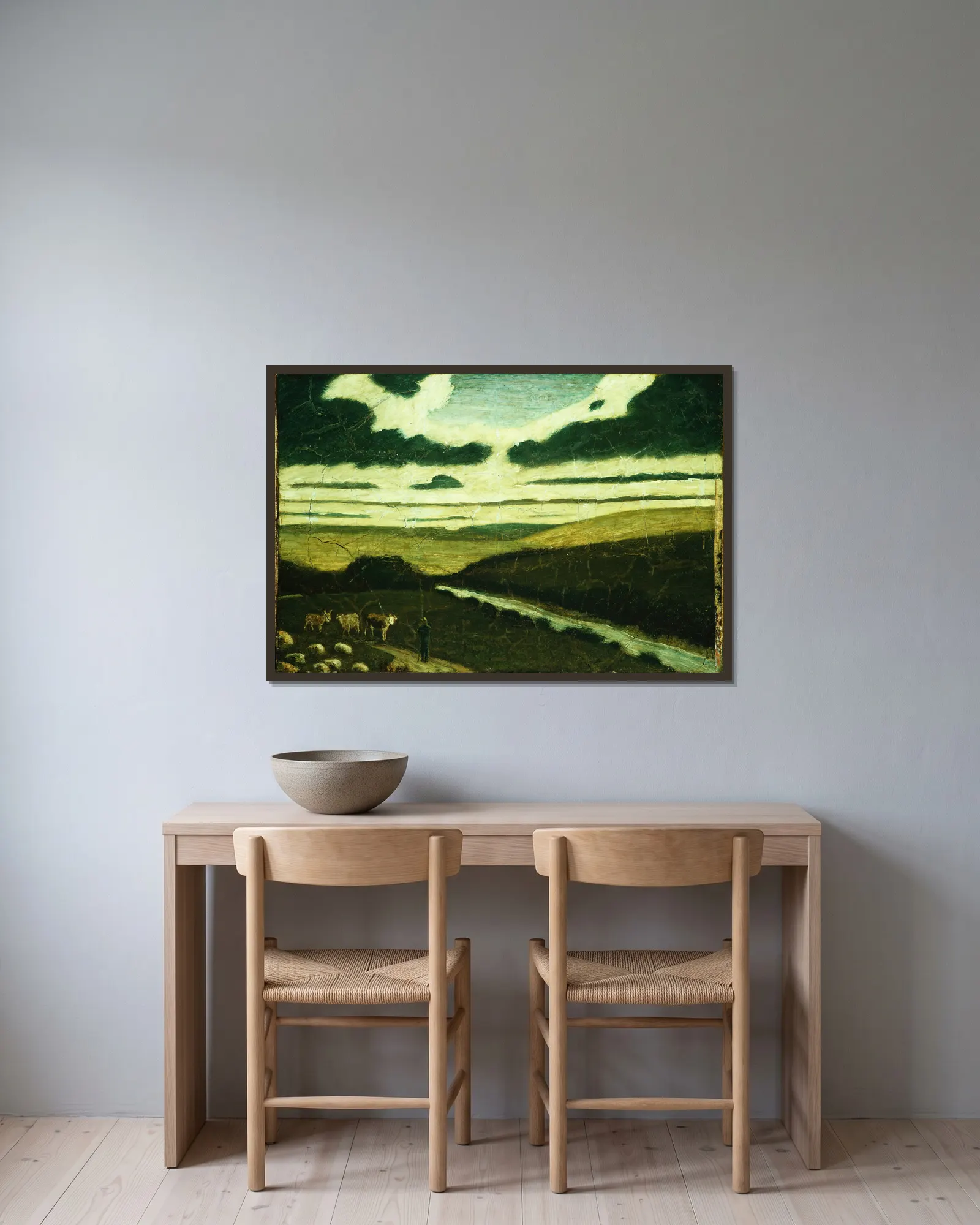 Landscape av Albert Pinkham Ryder inramad på en vägg