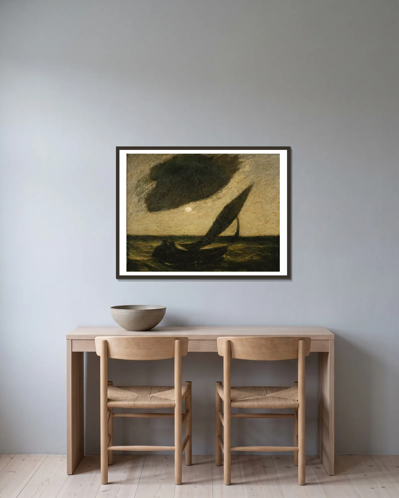 Under a Cloud av Albert Pinkham Ryder inramad på en vägg