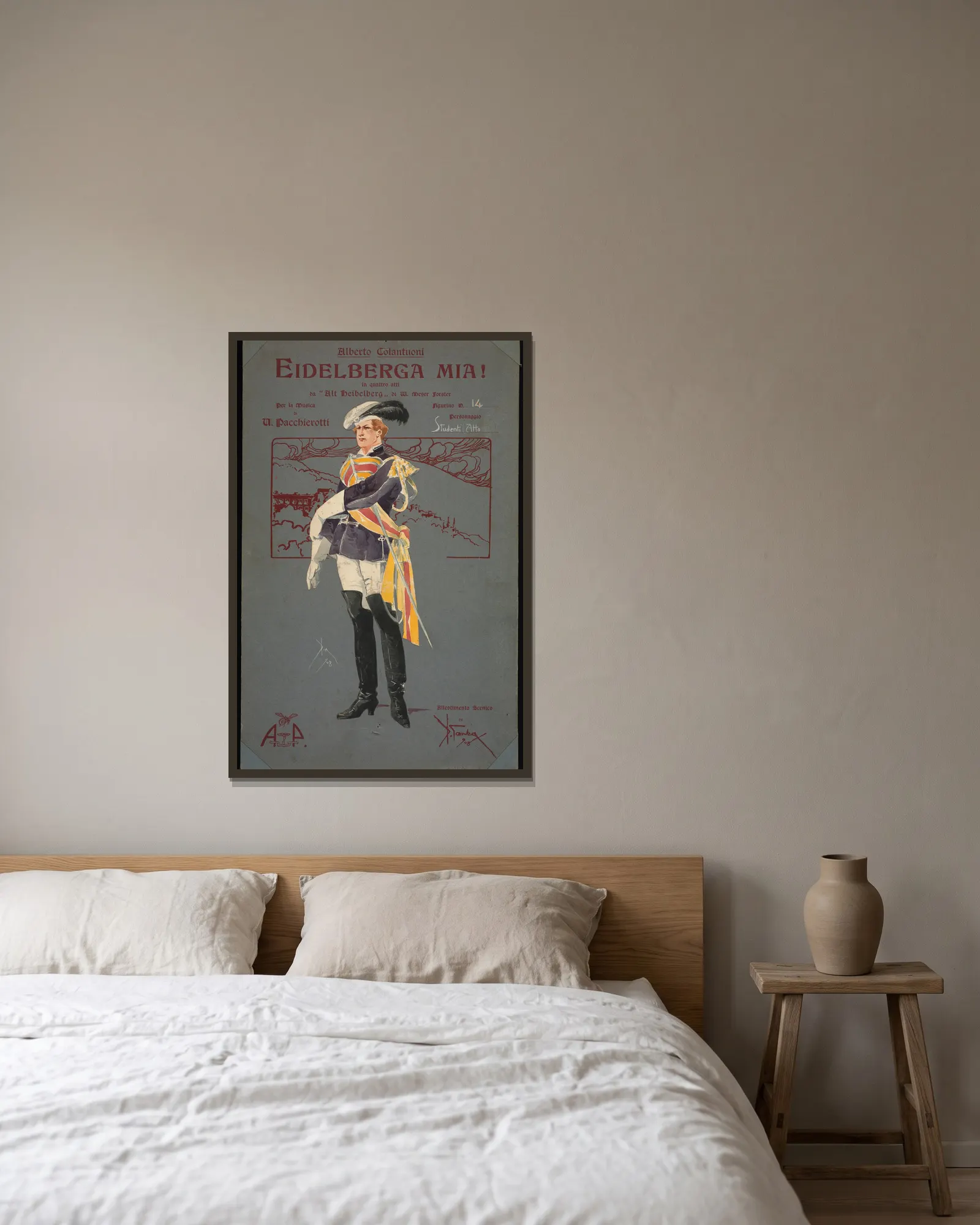 Studenti (atto III), 1907 – nr 1 av Pipein Gamba inramad på en vägg