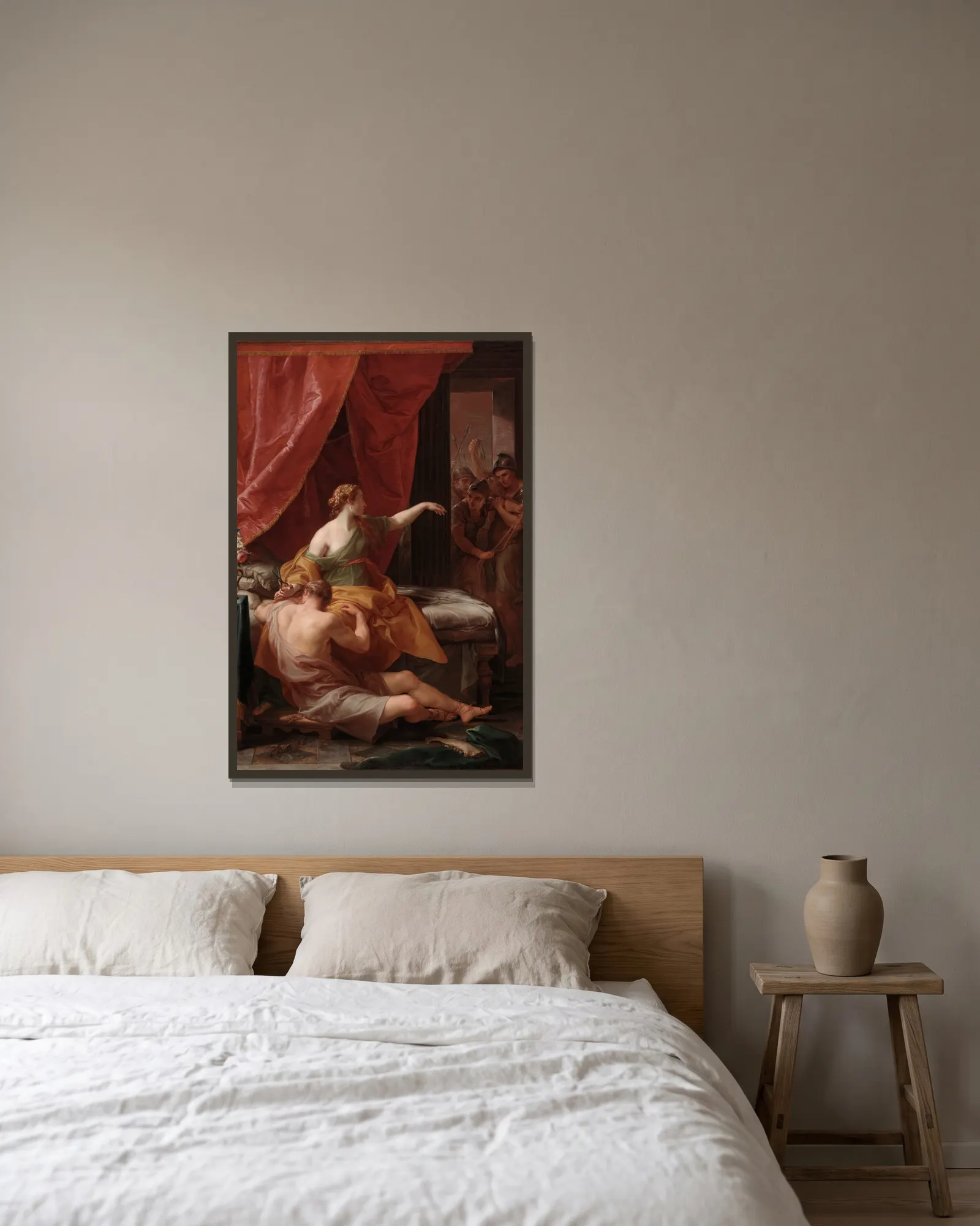 Samson and Delilah av Pompeo Batoni inramad på en vägg