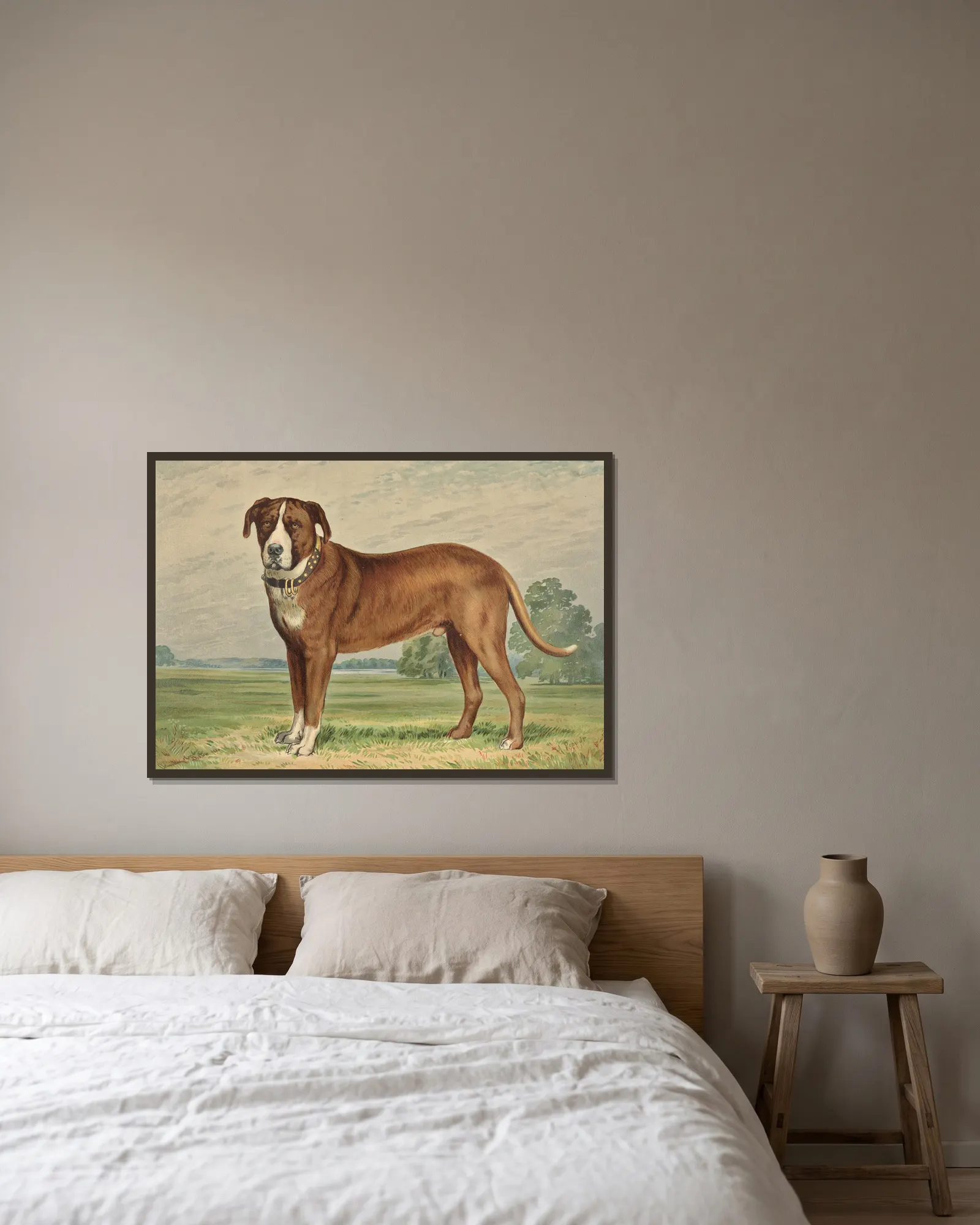 Standing Mountain Dog, facing left av Alexander Pope Jr. inramad på en vägg