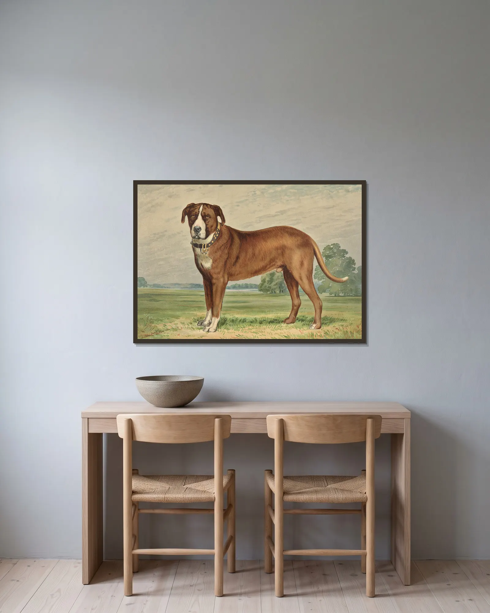 Standing Mountain Dog, facing left av Alexander Pope Jr. inramad på en vägg