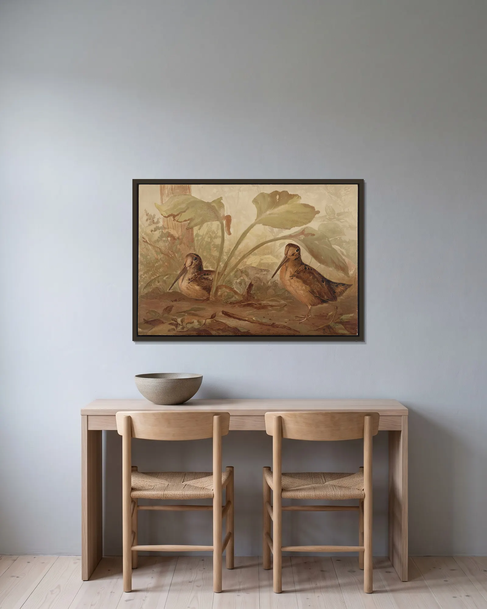 The woodcock (Philohela minor) av Alexander Pope Jr. inramad på en vägg