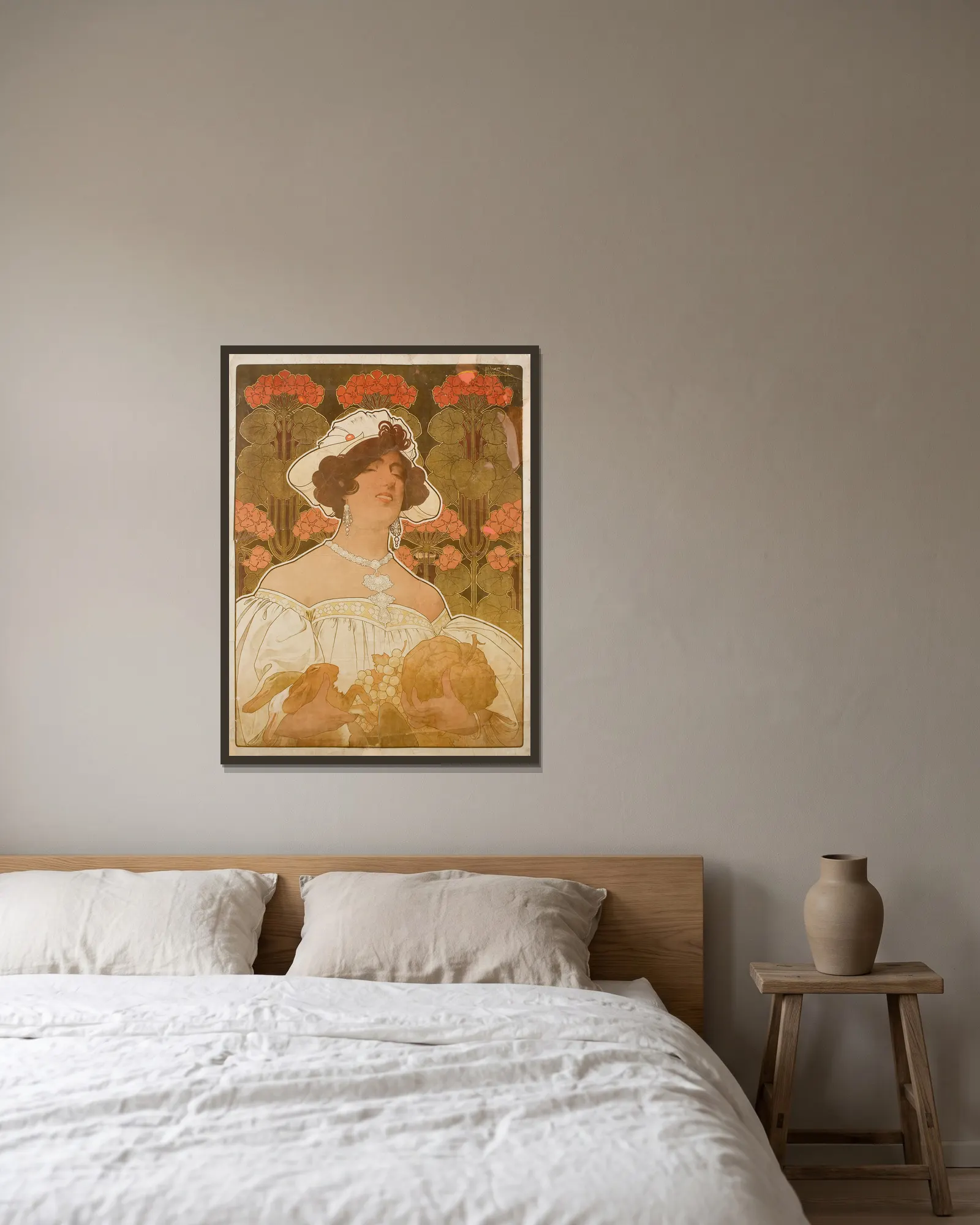 Untitled av Henri Privat-Livemont inramad på en vägg