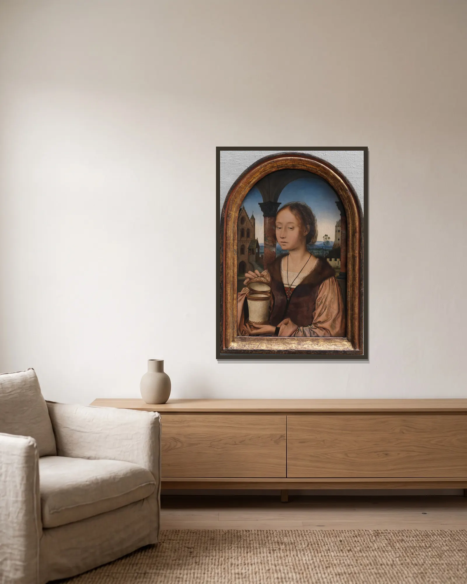 Saint Mary Magdalen av Quentin Massys inramad på en vägg