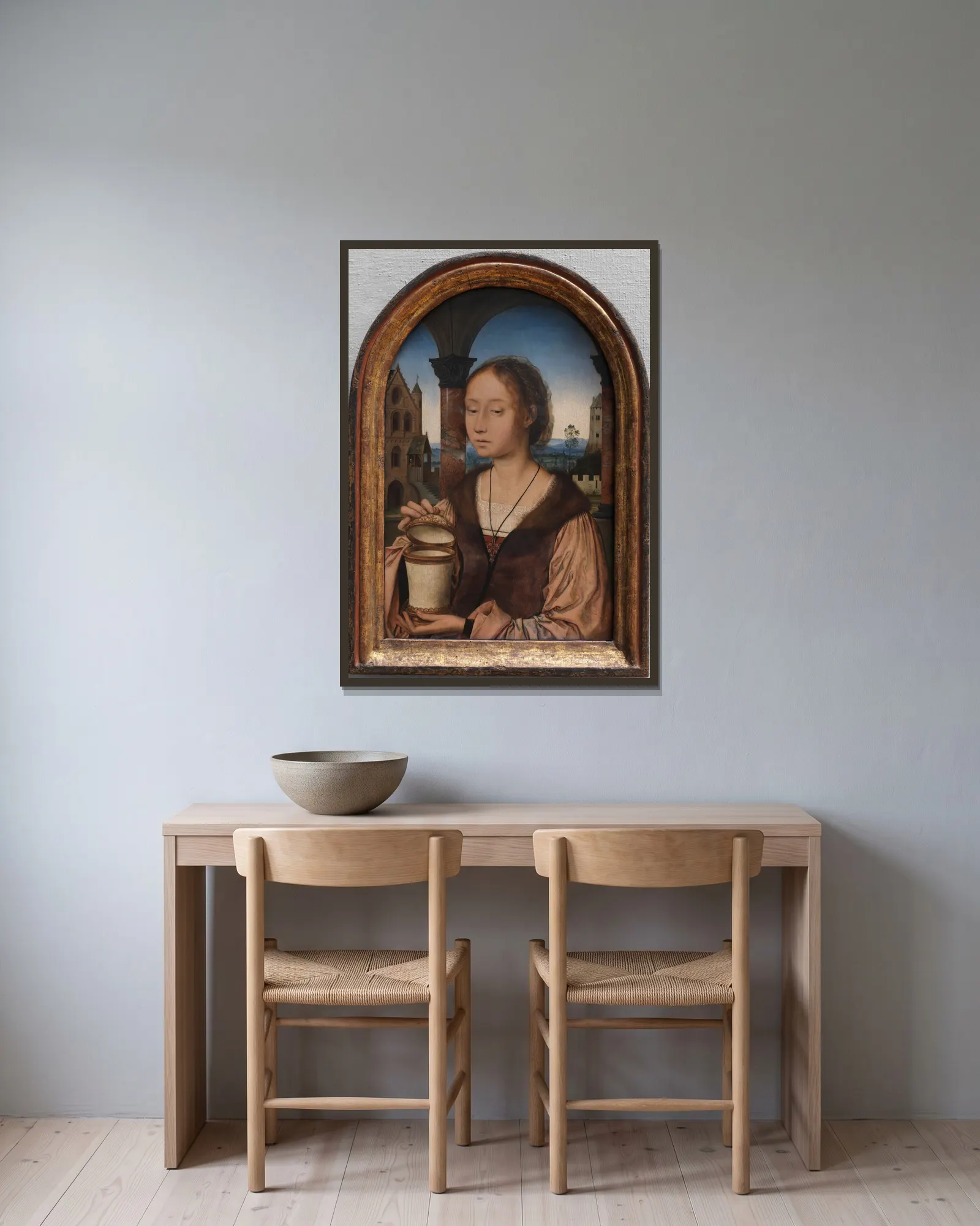 Saint Mary Magdalen av Quentin Massys inramad på en vägg