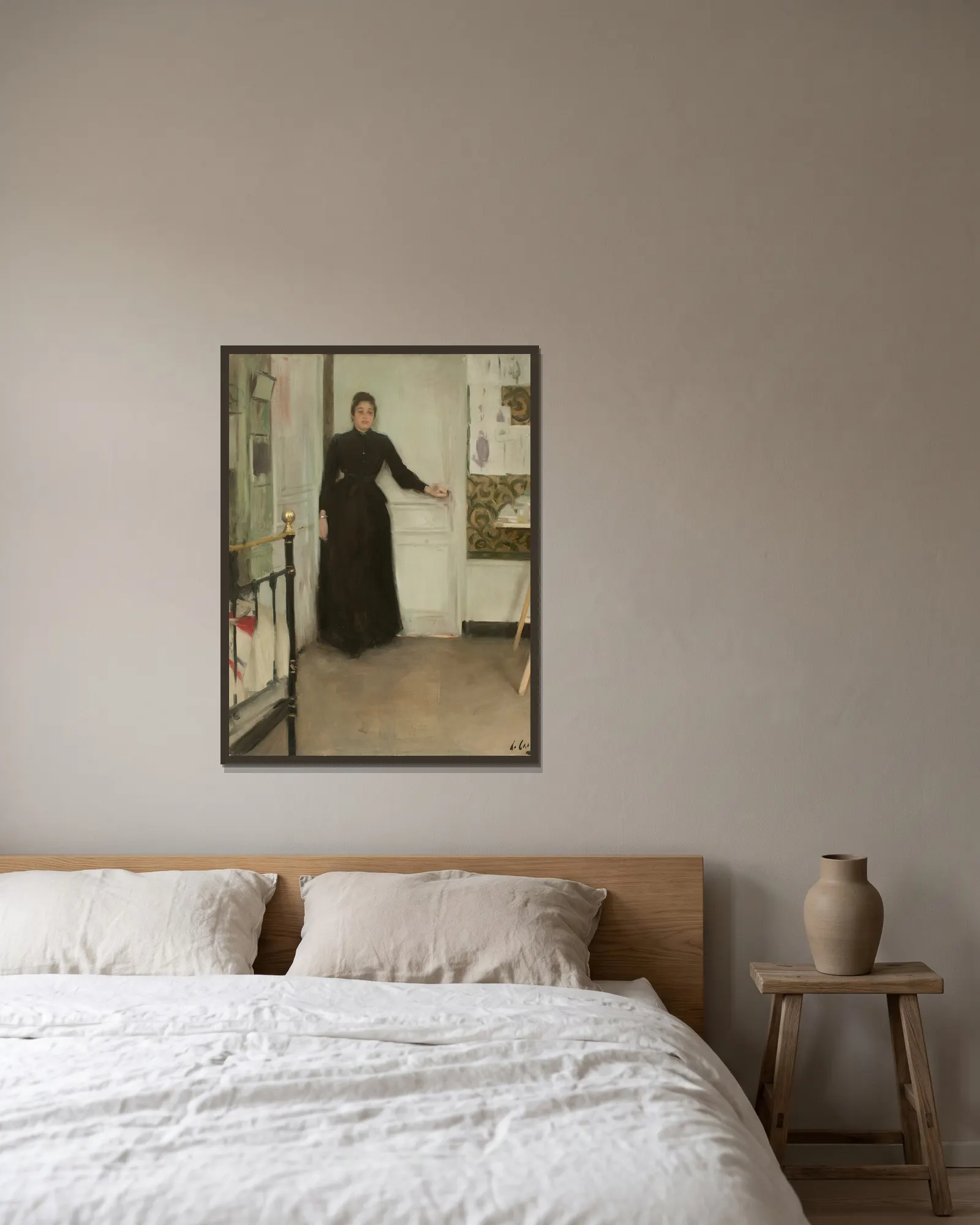 Interior av Ramón Casas inramad på en vägg