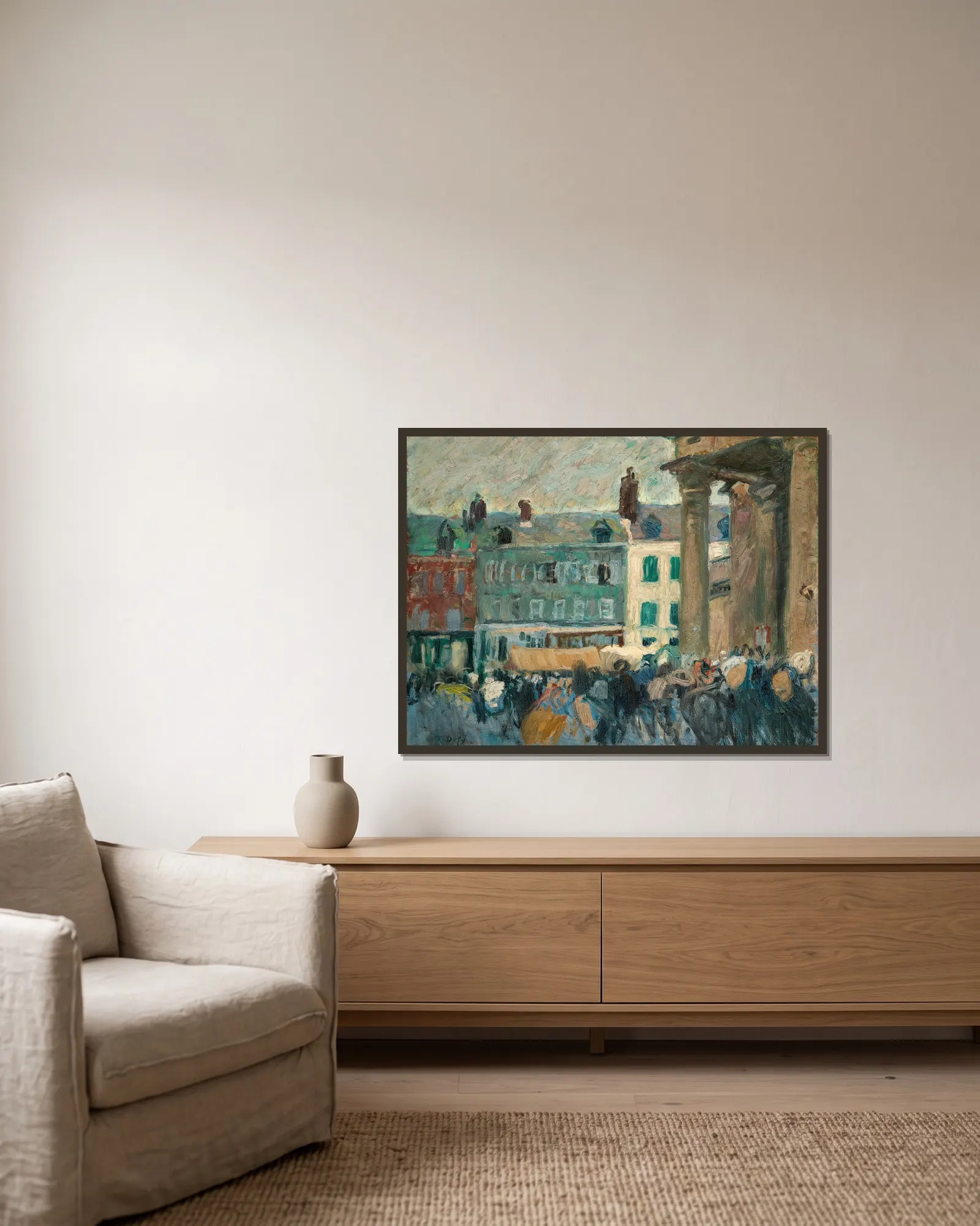Dans la rue av Raoul Dufy inramad på en vägg
