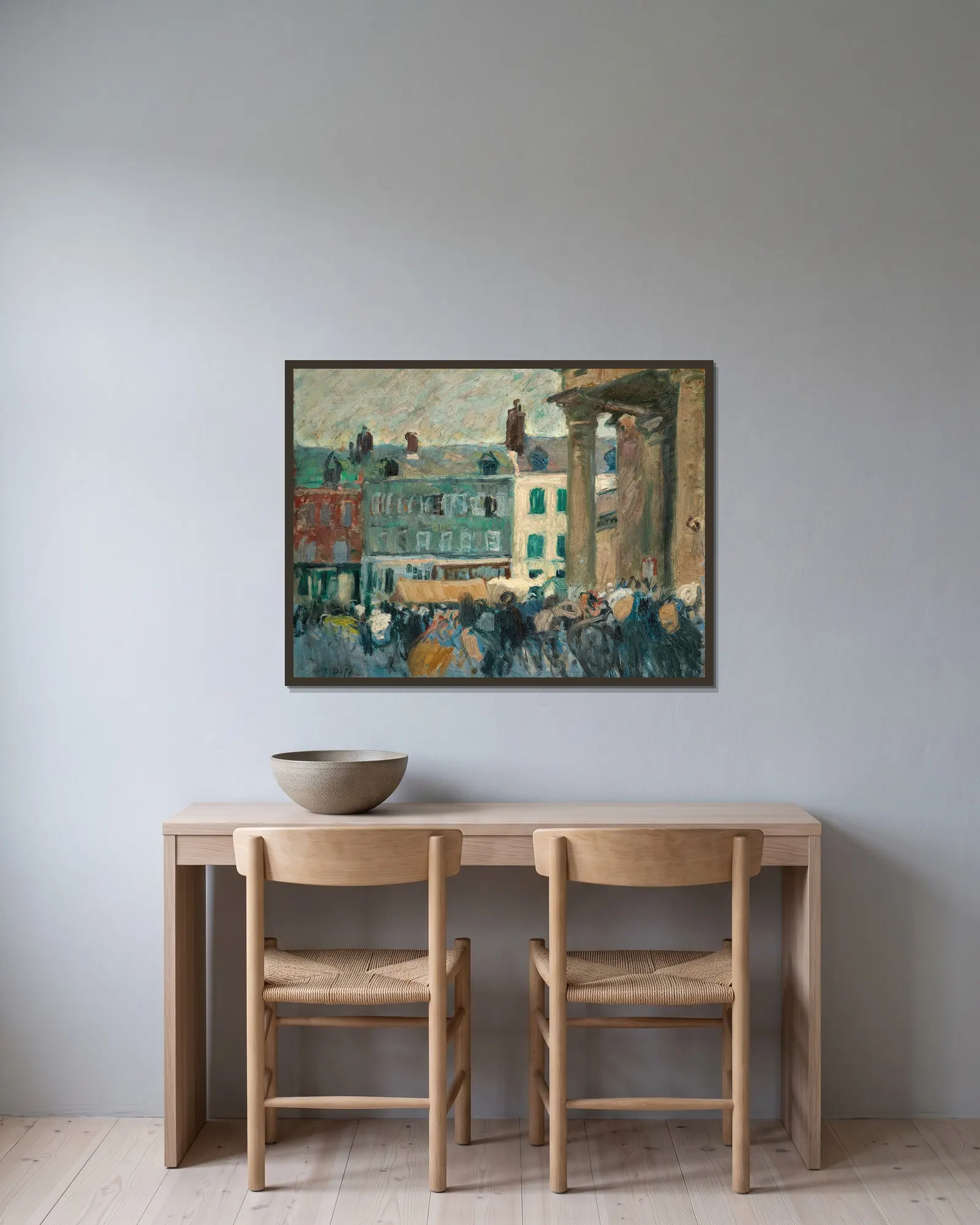 Dans la rue av Raoul Dufy inramad på en vägg