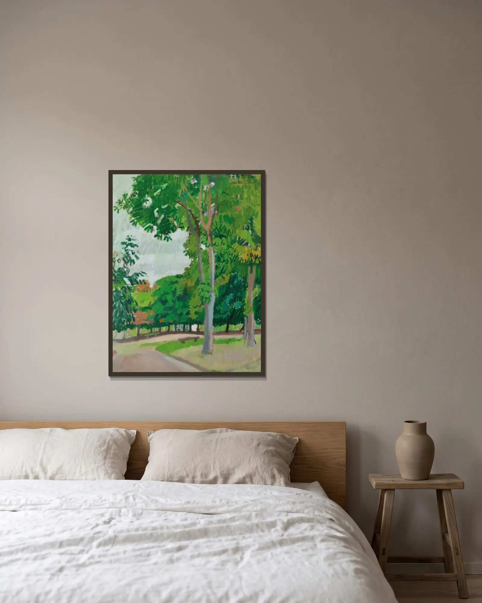 Le Parc av Raoul Dufy inramad på en vägg