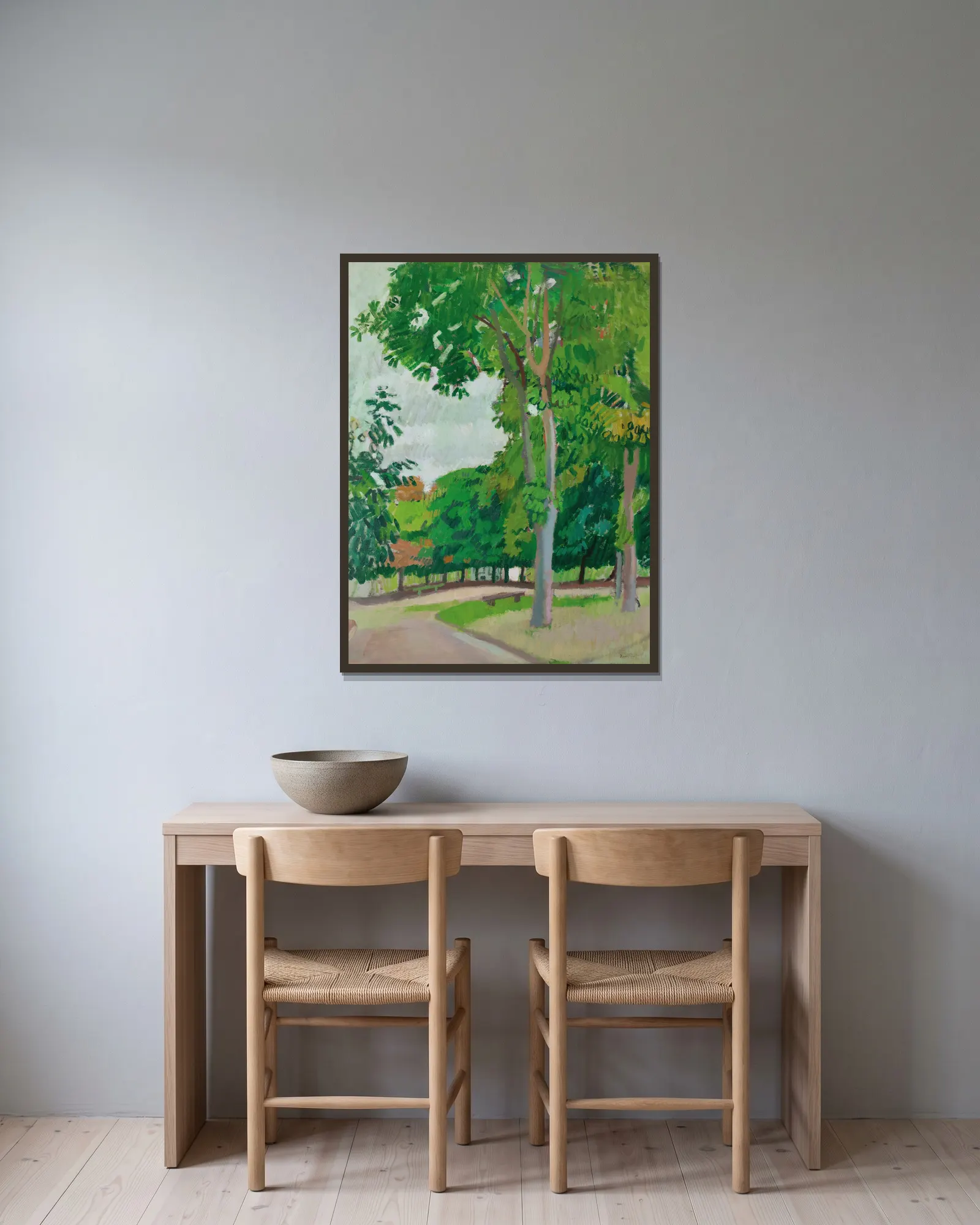 Le Parc av Raoul Dufy inramad på en vägg