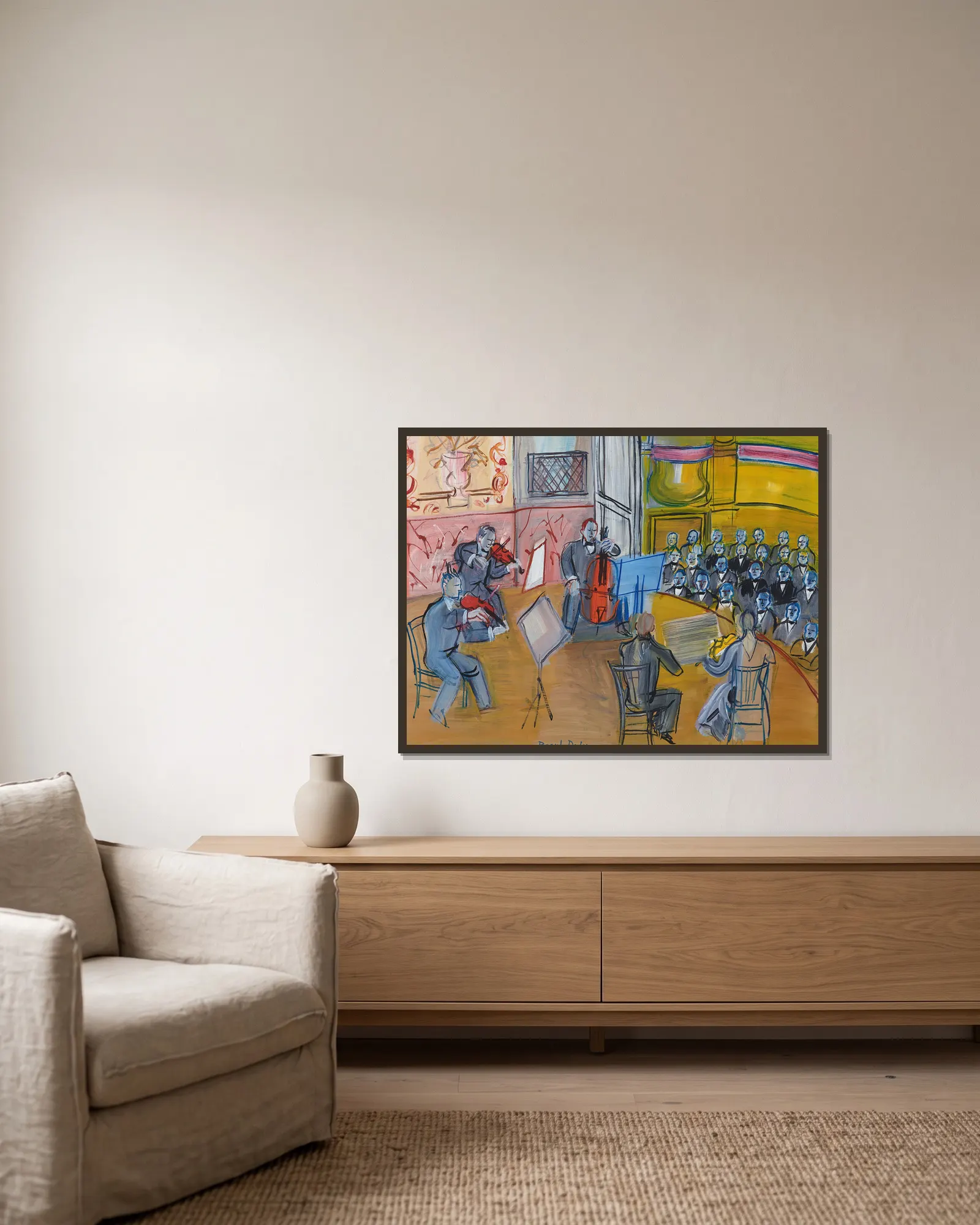 Le Quintette av Raoul Dufy inramad på en vägg