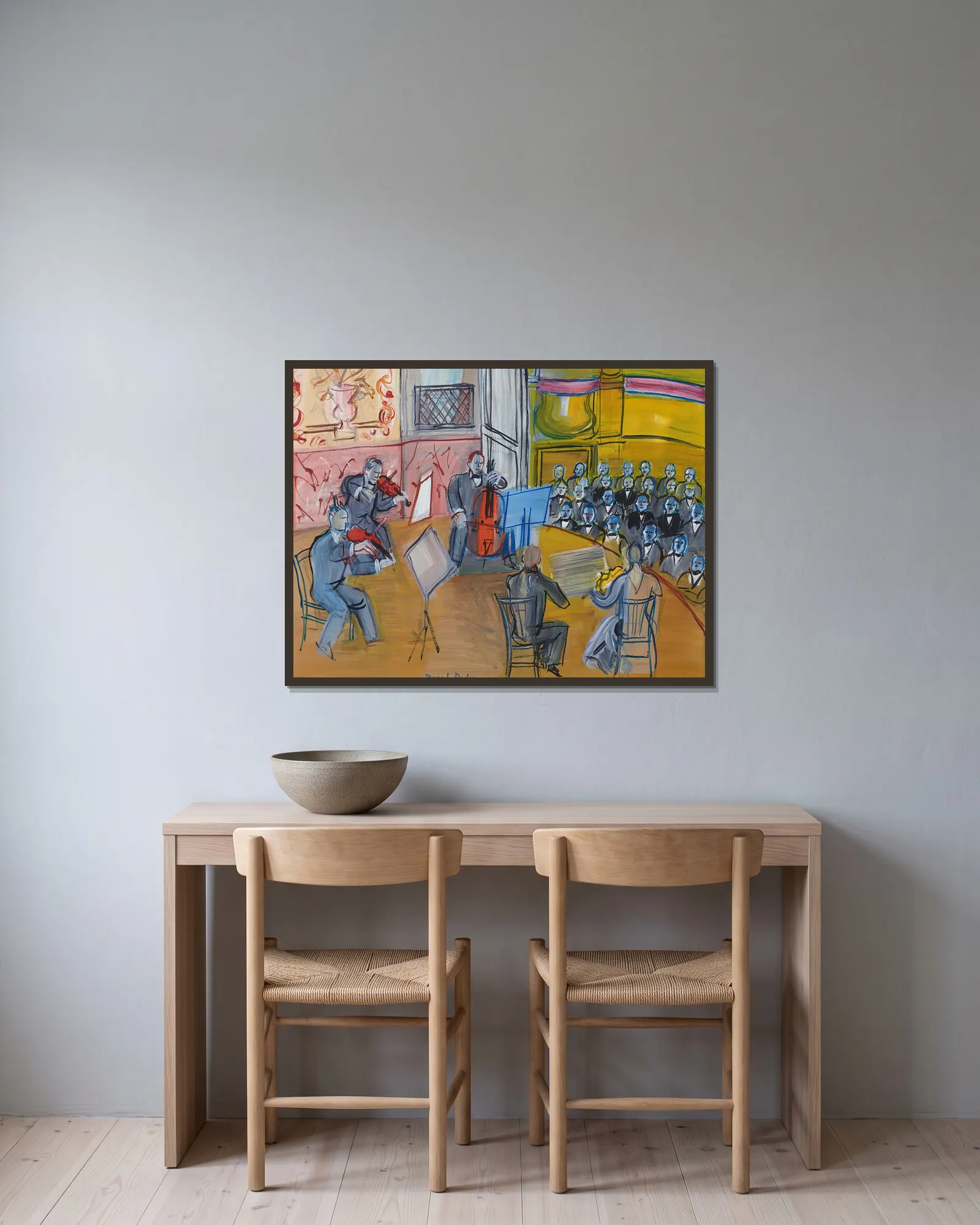 Le Quintette av Raoul Dufy inramad på en vägg