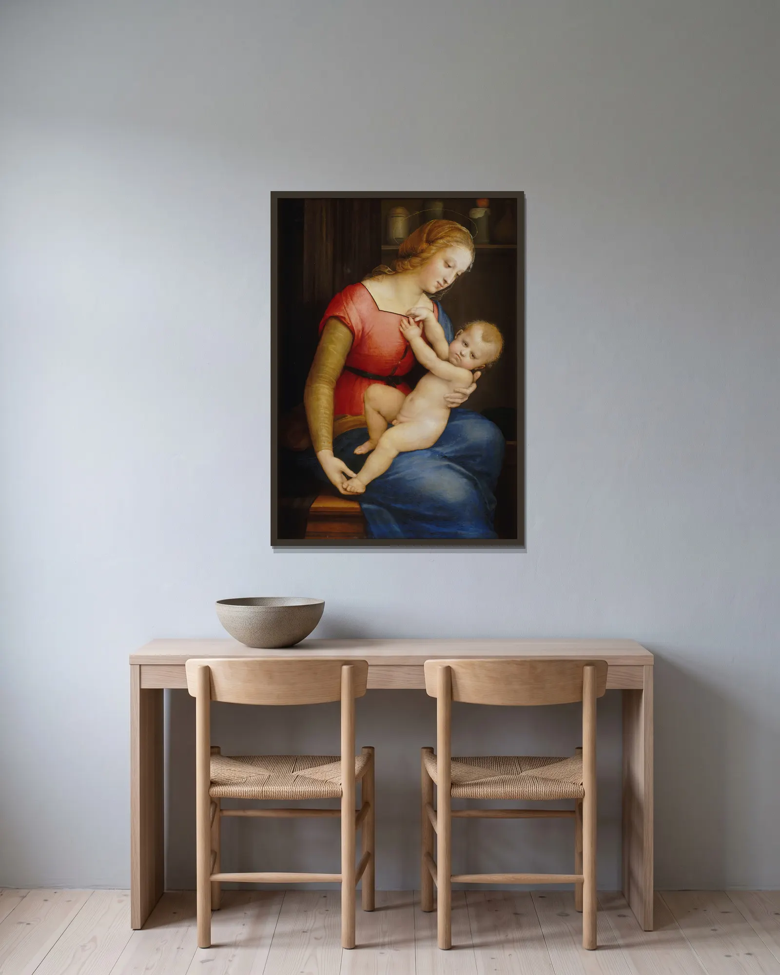 La Madone De La Maison D’orléans av Raphael inramad på en vägg