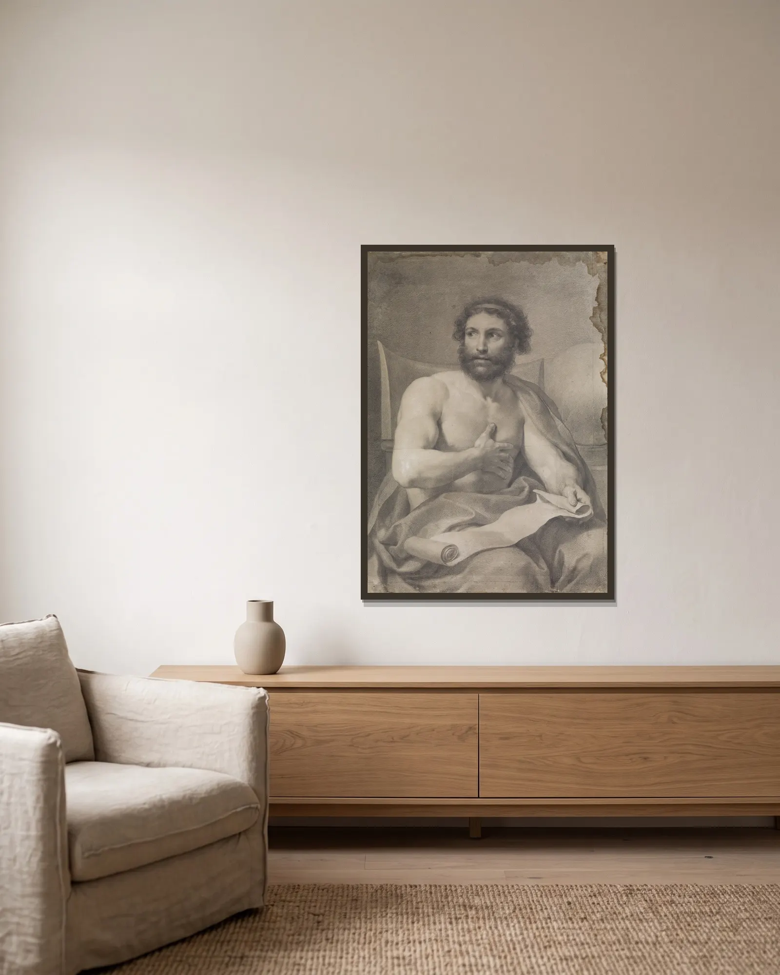Epiktet av Anton Raphael Mengs inramad på en vägg