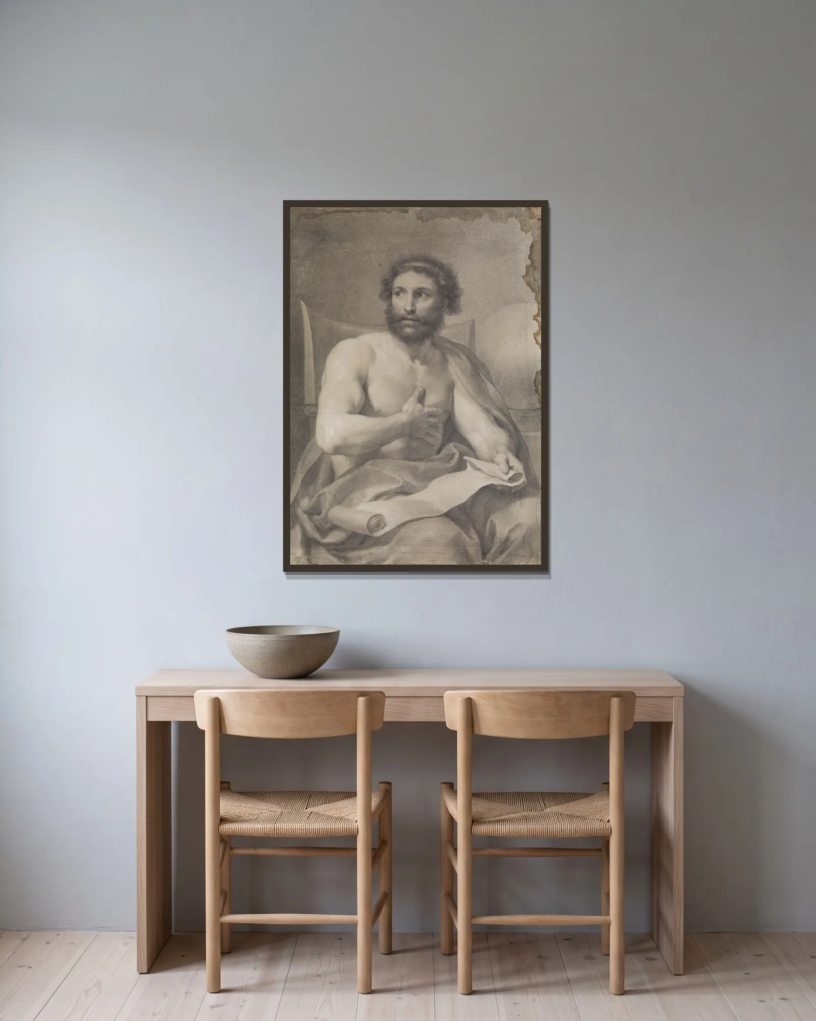Epiktet av Anton Raphael Mengs inramad på en vägg
