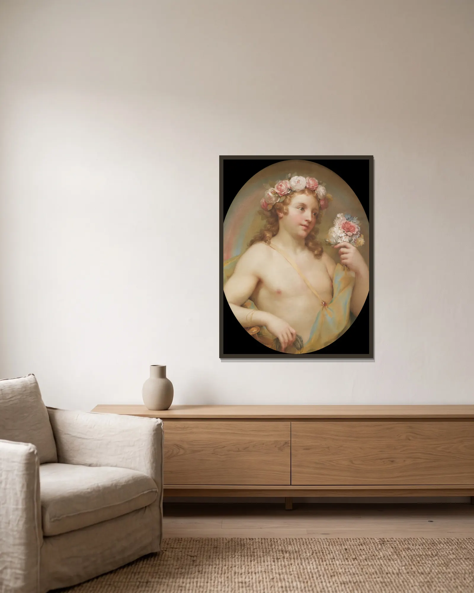 Pleasure av Anton Raphael Mengs inramad på en vägg