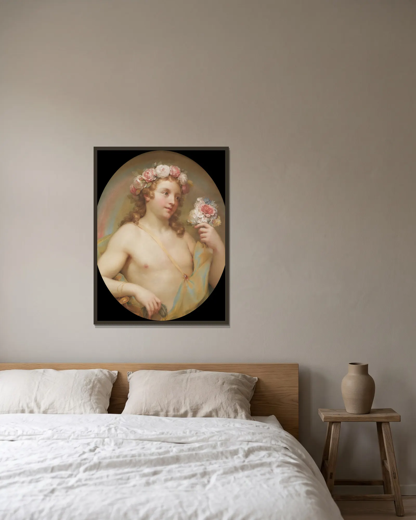 Pleasure av Anton Raphael Mengs inramad på en vägg