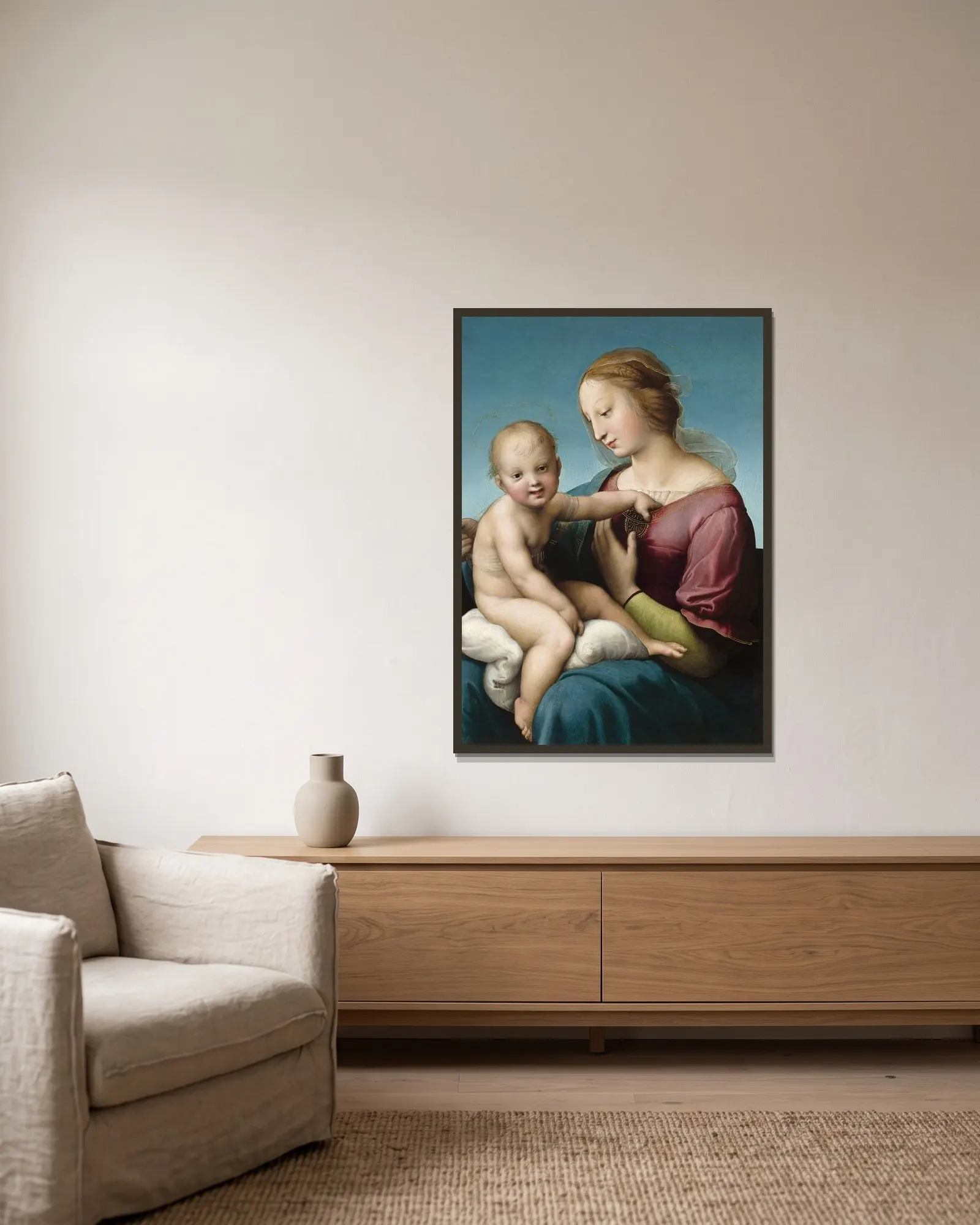 The Niccolini-Cowper Madonna av Raphael inramad på en vägg