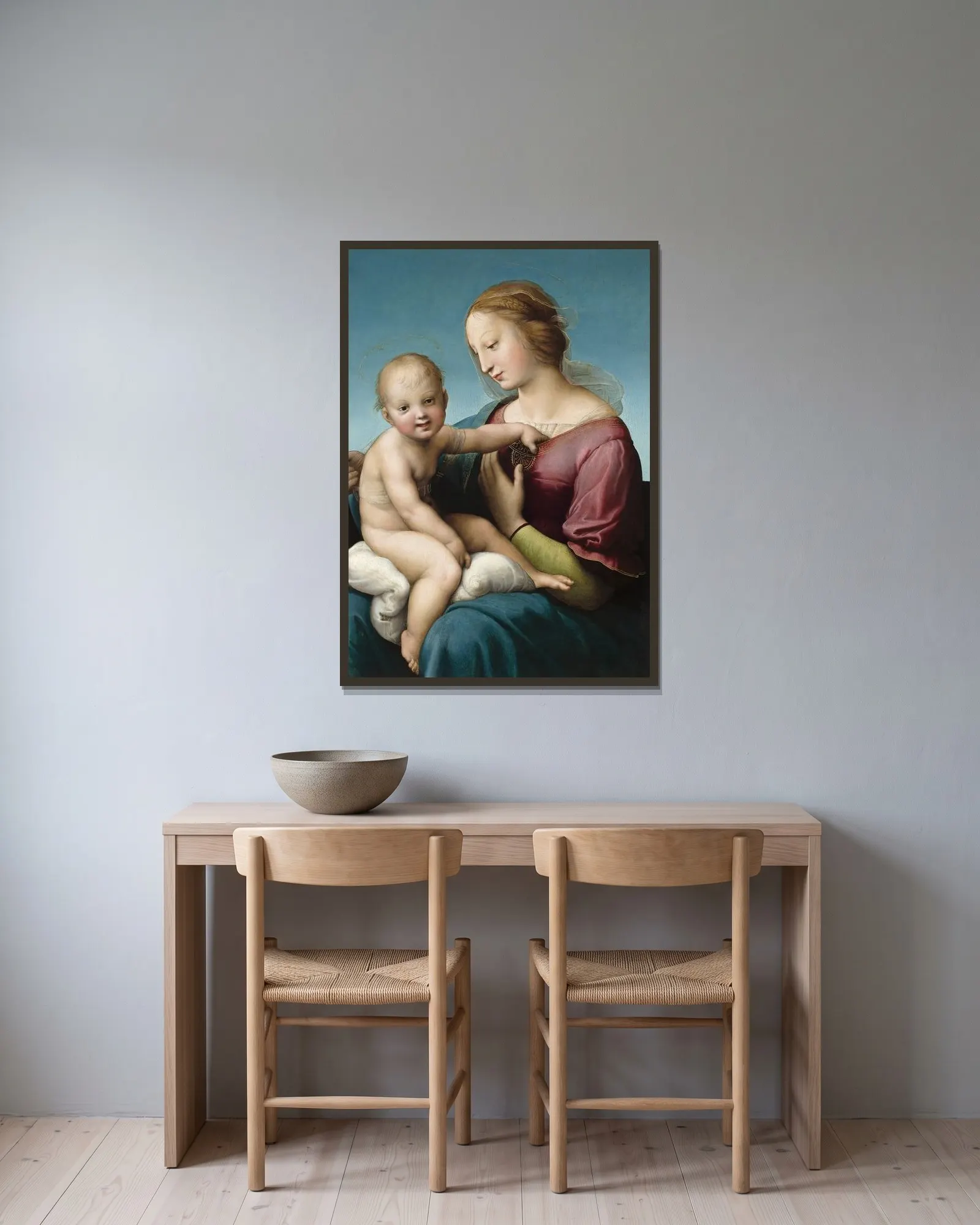 The Niccolini-Cowper Madonna av Raphael inramad på en vägg