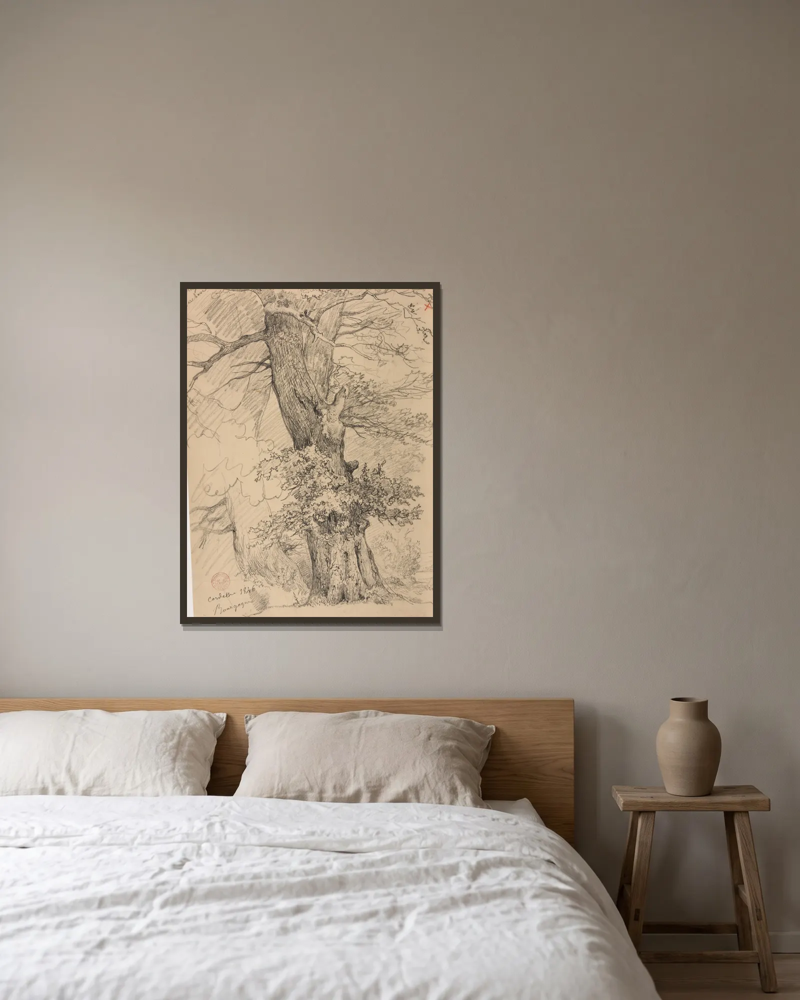 Étude d’arbre, 1846 av Jacques-Raymond Brascassat inramad på en vägg