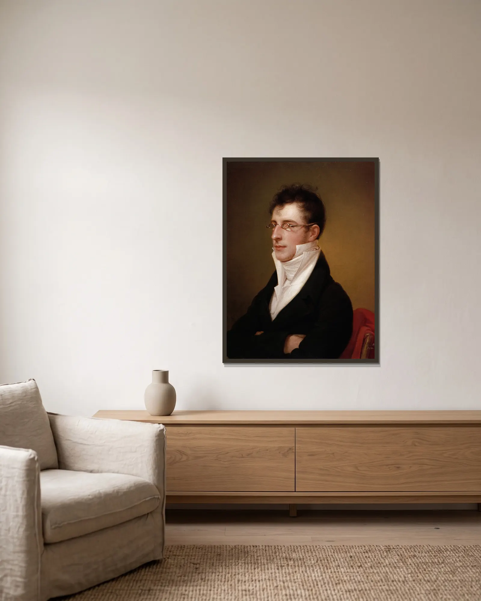 Rubens Peale av Rembrandt Peale inramad på en vägg