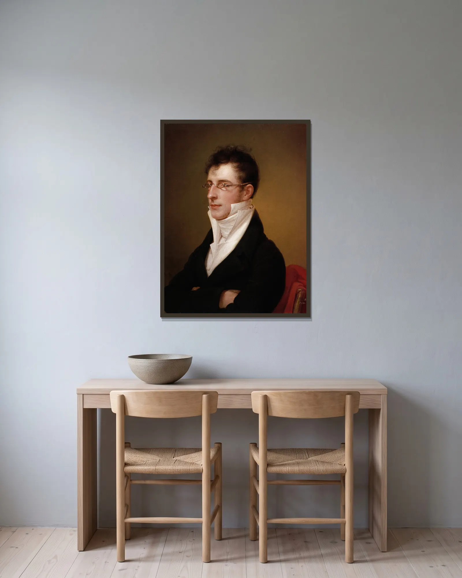 Rubens Peale av Rembrandt Peale inramad på en vägg