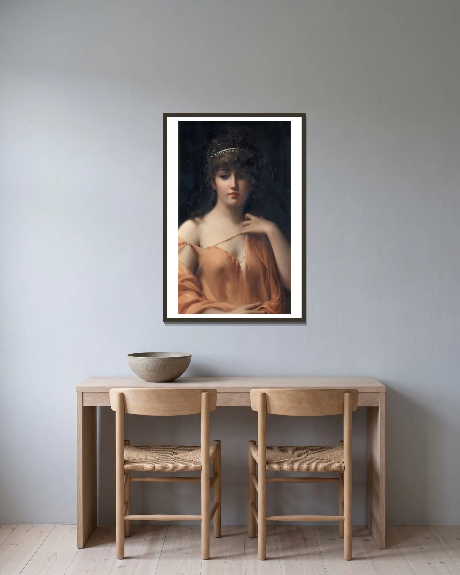 A classical beauty av Luis Ricardo Falero inramad på en vägg