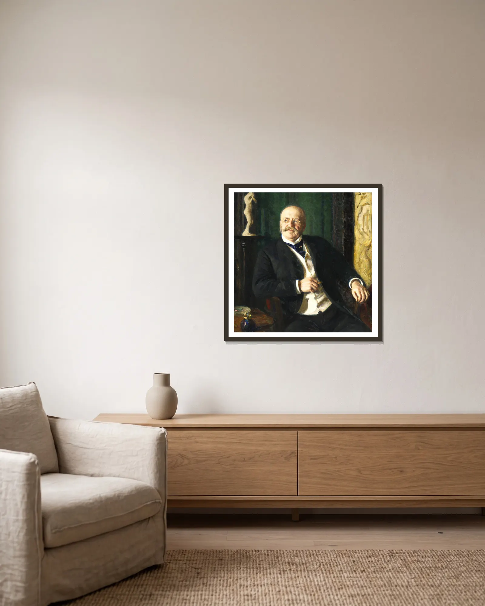 Julius Caspar, Merchant av Richard Bergh inramad på en vägg